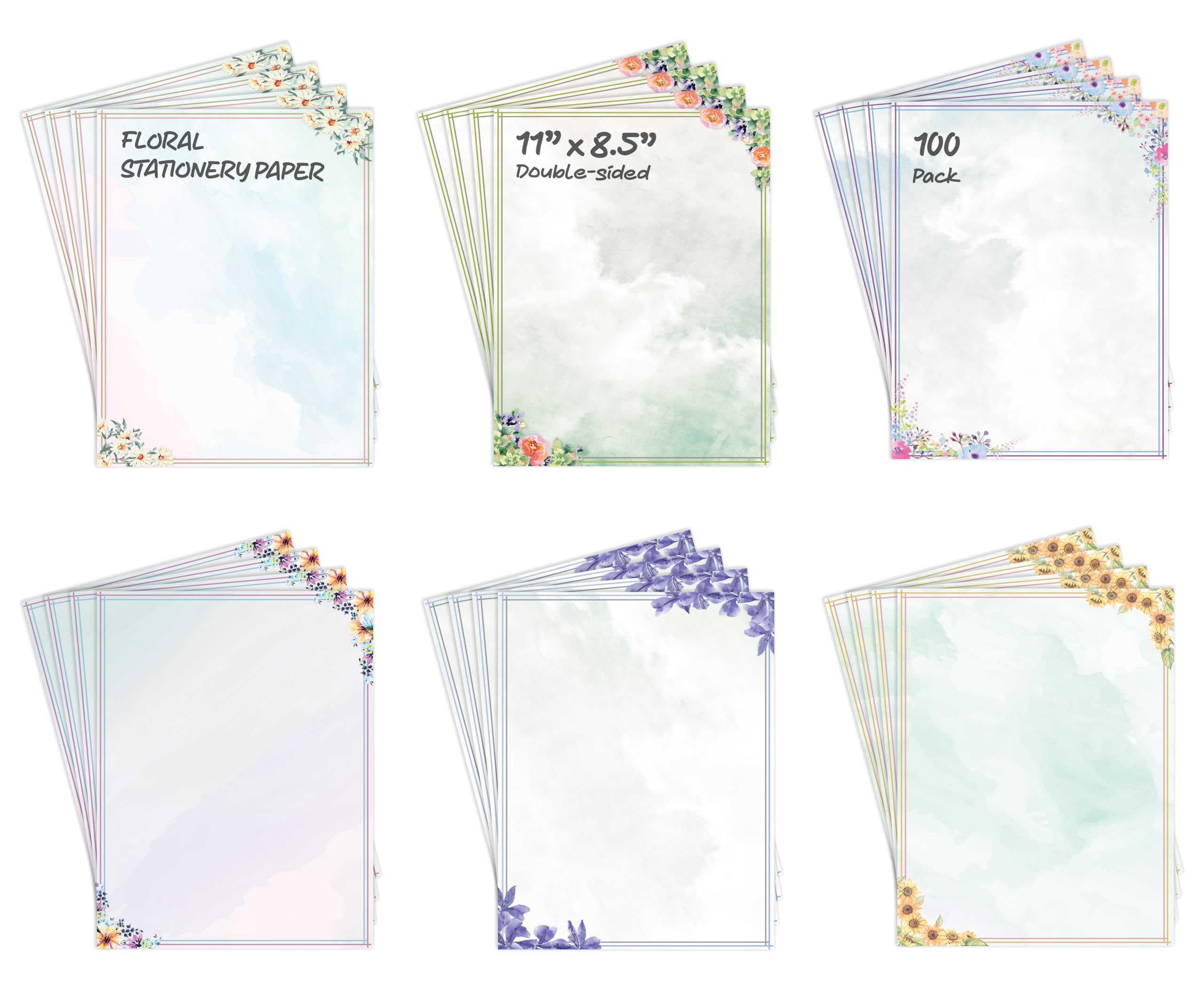 「PAPER IN DESIGN」 Stationery Paper, 100 Sheets, Floral Letter Writing
