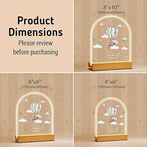 Miniatura 3 de Regalos personalizados para bebés, luz nocturna personalizada para niños, lámpara LED con nombre personalizado con fecha, bonita luz nocturna de