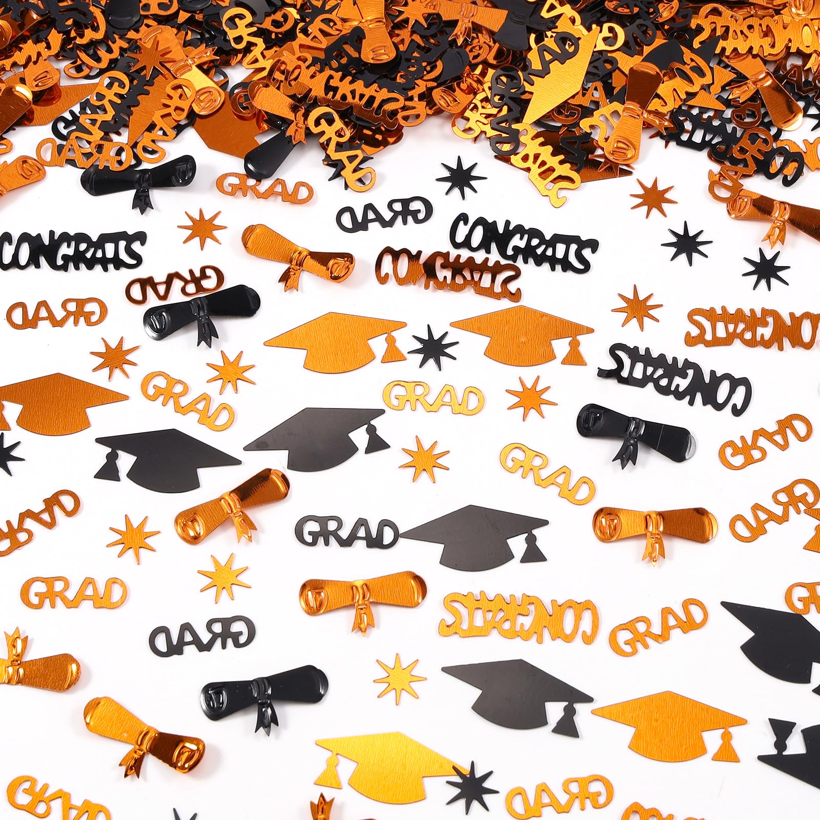 Orange and Black Graduation Confetti 2026, 1000 Pcs Class of 2026 Table Centerpiece Grad Confetti for 2026 Graduation Party Decorations Supplies