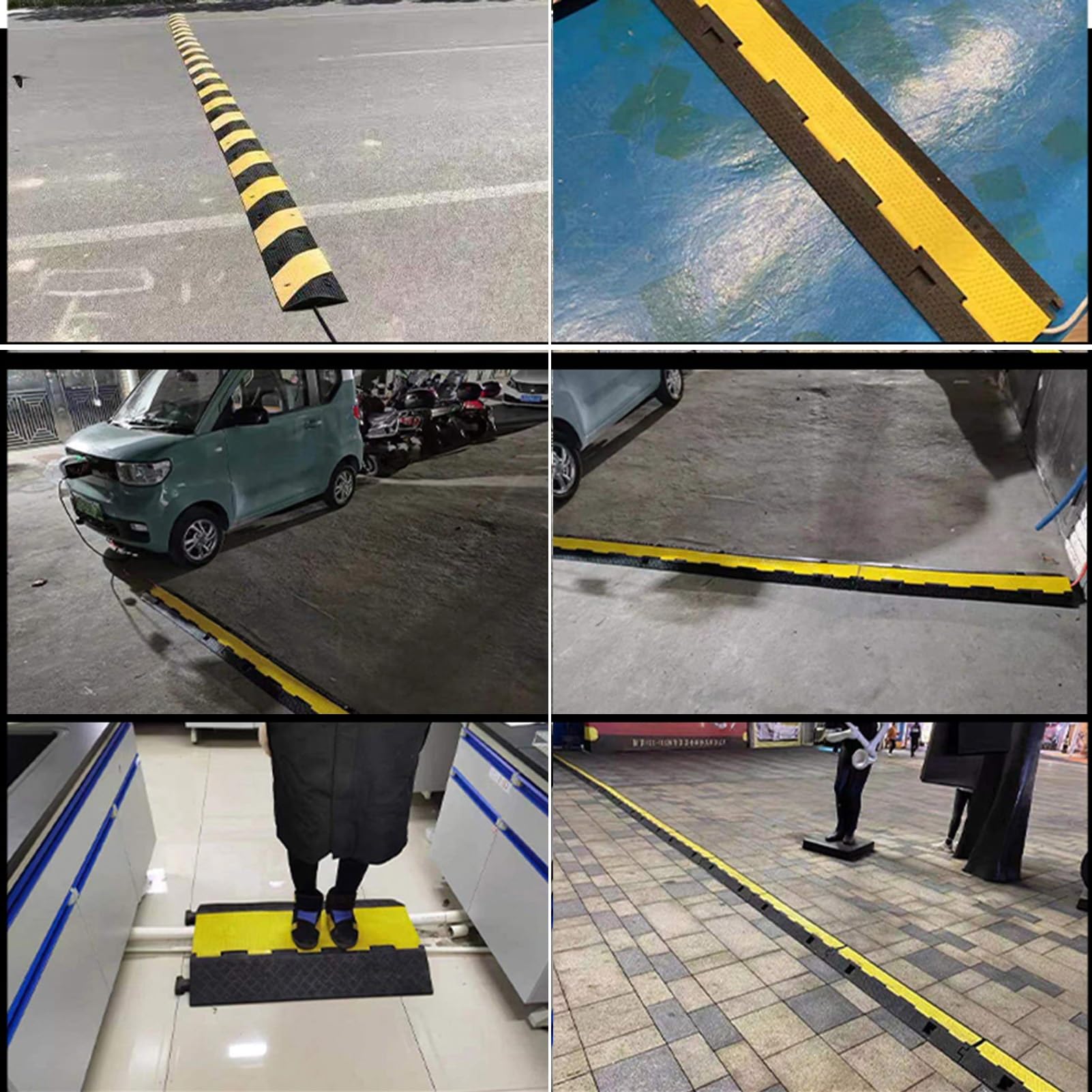 Ralentisseurs en Caoutchouc Robustes, Dos D'âne for La Sécurité, Combinables, Rampe De Protection De Câble d'une Capacité De 22000 LB(1000x220mm)