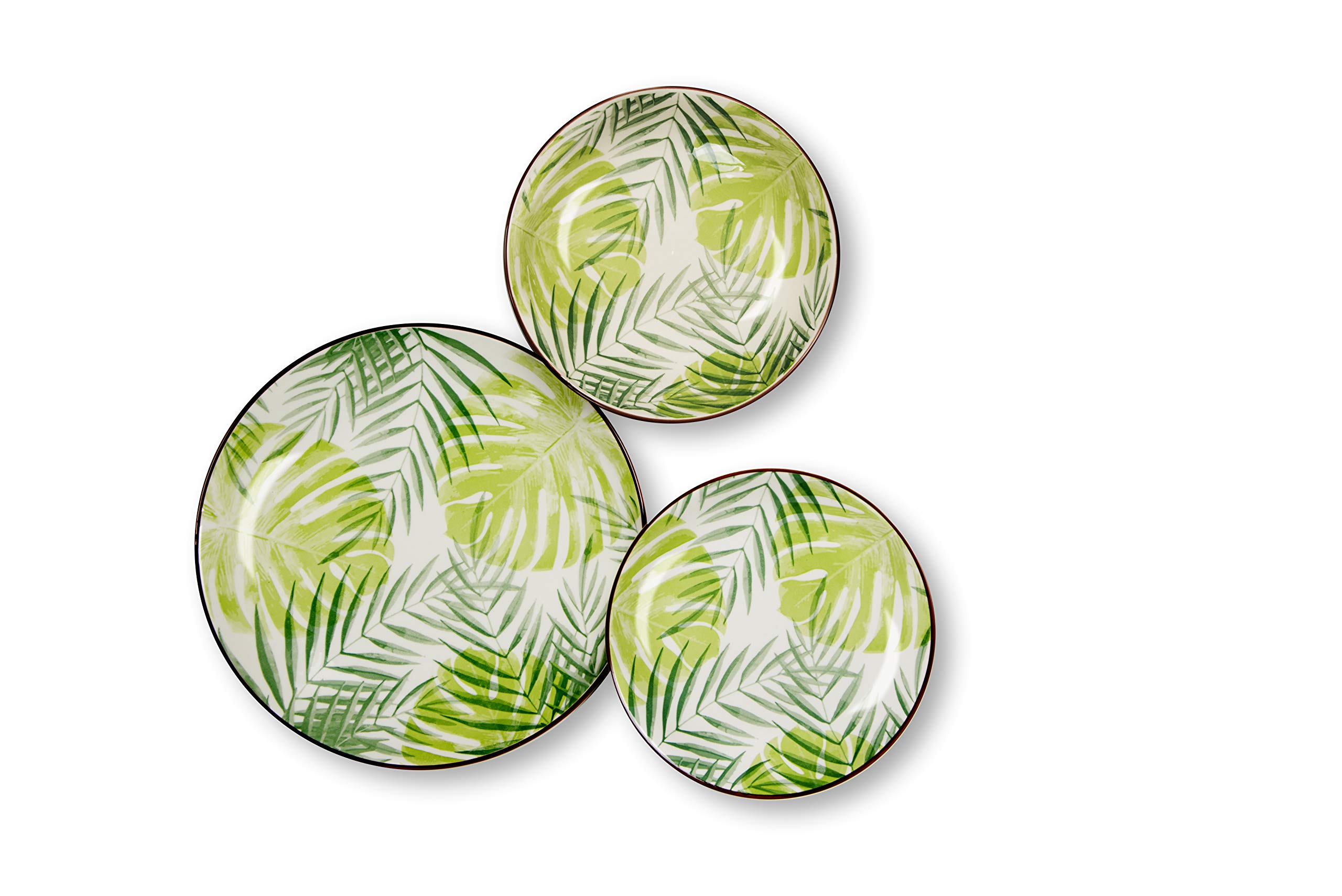 Excelsa Panama - Servicio de platos de 18 piezas, gres, decoración Foliage