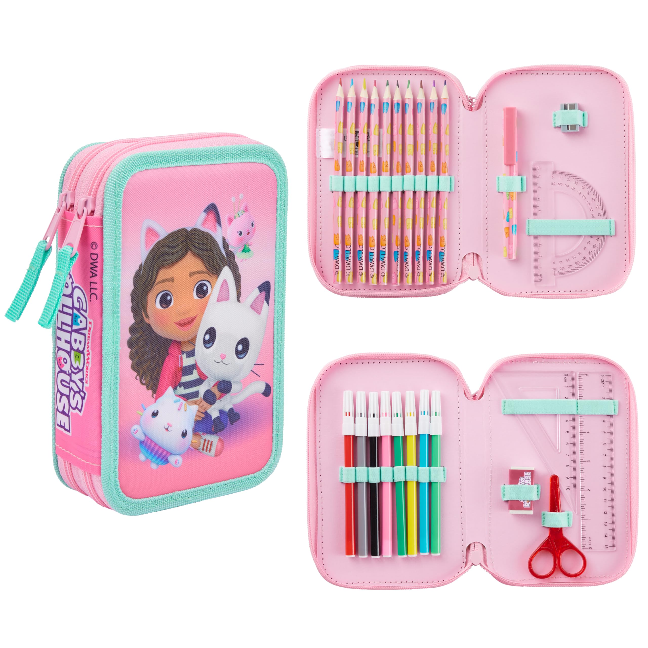 Gabby's Dollhouse Estuche Escolar Niña Estuches Escolares con Material Incluido Plumier Niña Completo con Compartimentos