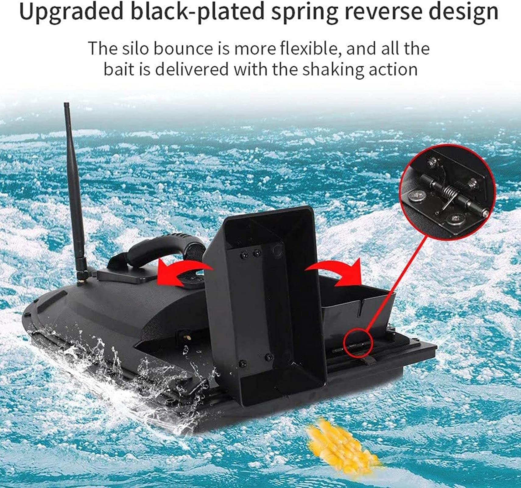 Barco de Cebo Barco de Cebo a Distancia Multifuncional 1,5 kg de Viento de Hierba 500 m con Luces de navegación LED Nocturna de Control Remoto Bote de Cebo