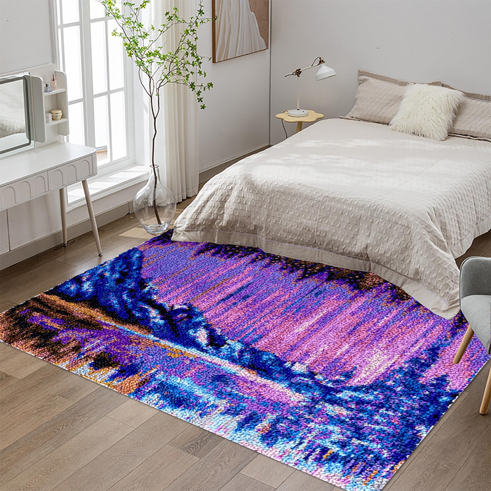 Tehocwiz Large Latch Hook Kits For Adults Rug Making Kit For Adults Beginners Latch Hook Rug Kits 130x150 cm Embroidery Carpet, Pre-Printed Pattern Rug Making Kit, Tapestry Kits Rug for Beginners