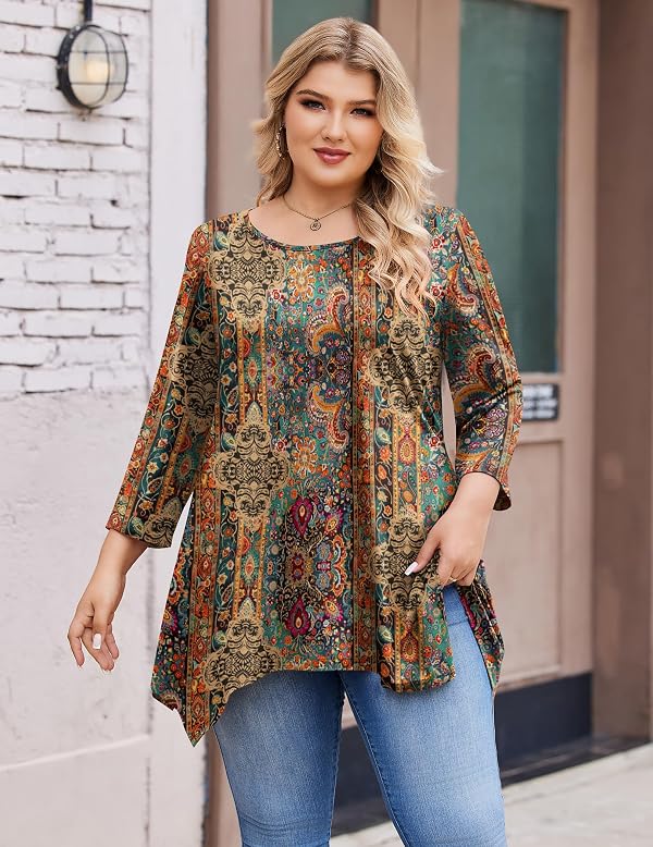 IN'VOLAND Plus Size Tops for Women 3/4 Sleeve Tunic to Wear with Leggings by IN'VOLAND - Used condition - Image 2