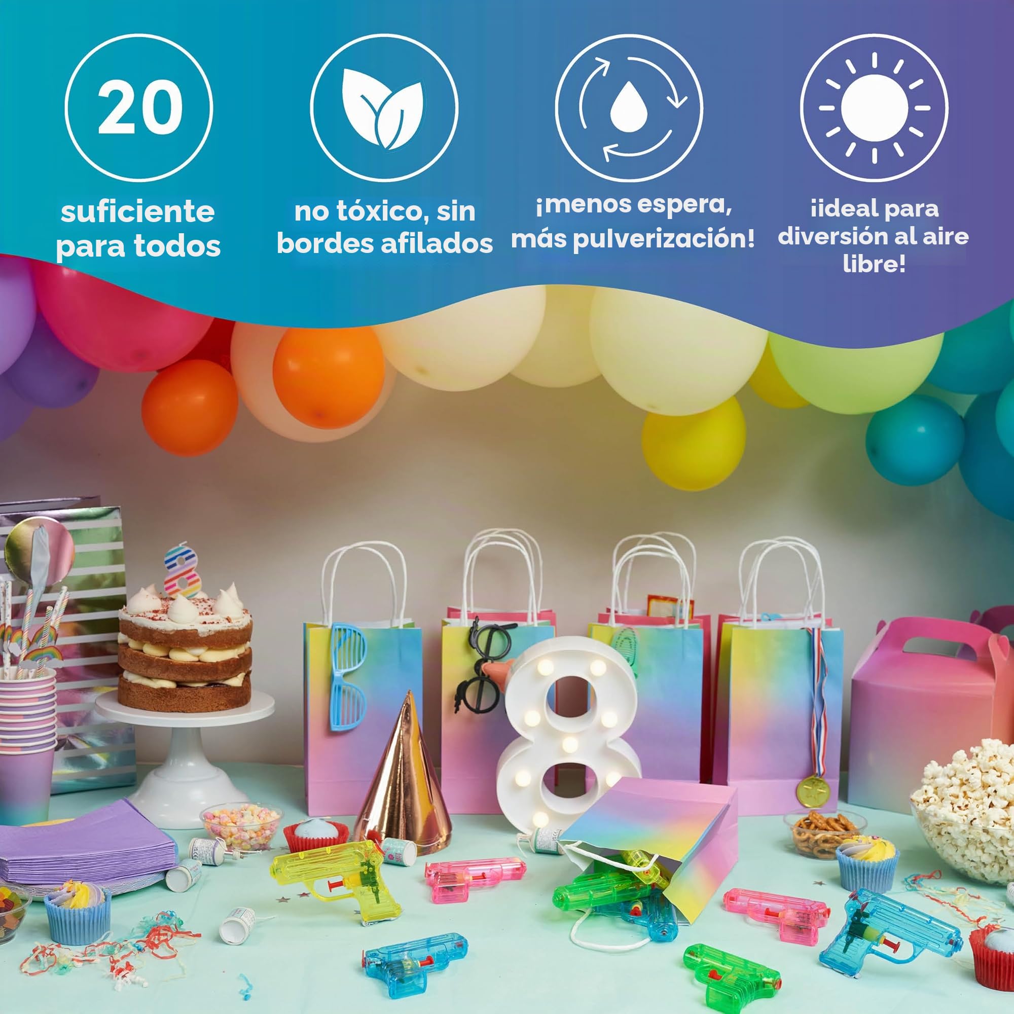 THE TWIDDLERS 20 Mini Pistolas de Agua para Niños (11 cm) - Set en 4 Colores Surtidos para Regalos de Fiesta, Juegos de Verano, Bolsas Sorpresa y Piñatas