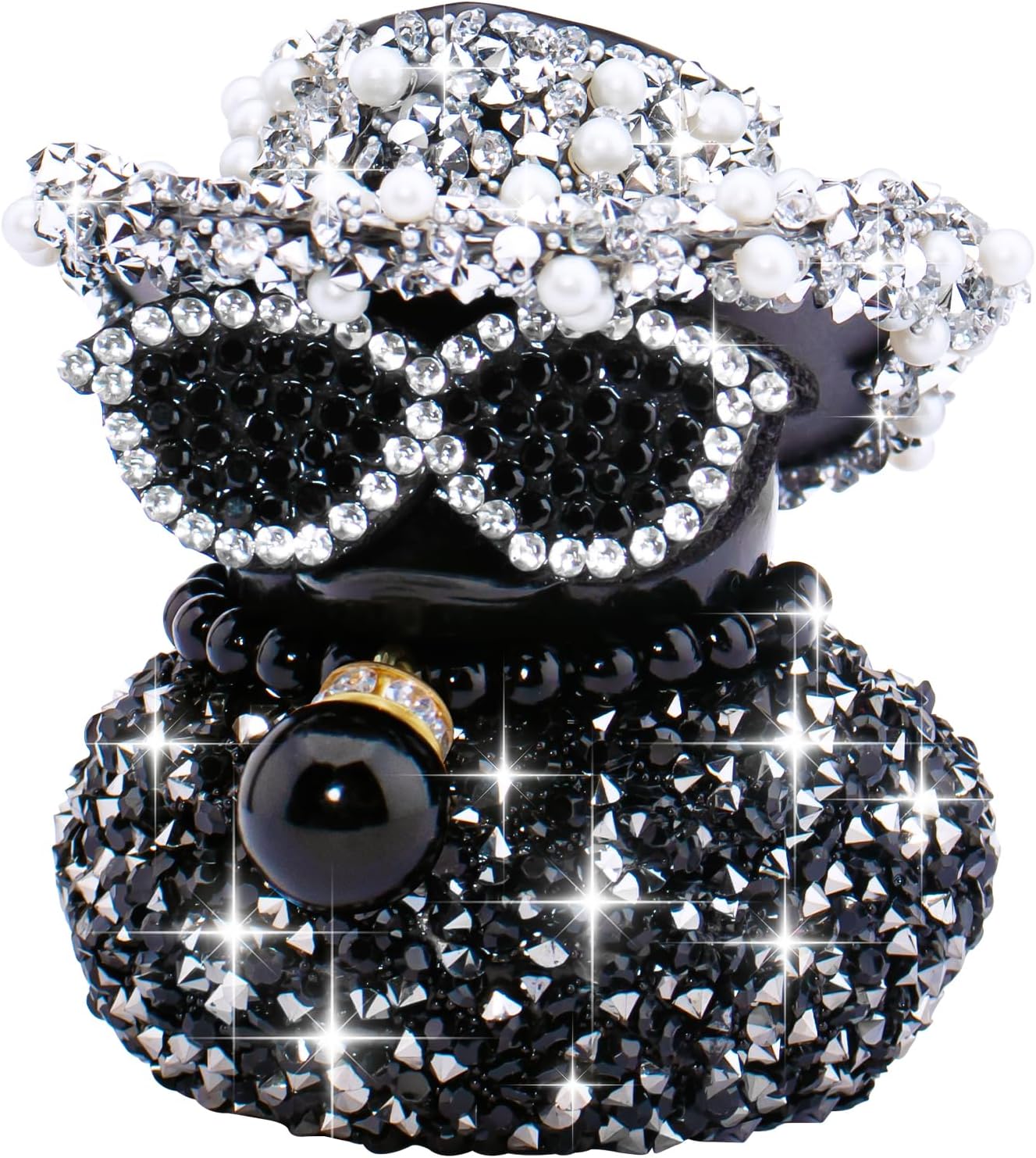 wonuu Black Diamond-Studded Bling Rubber Duck Car Ornaments Rhinestones Sparkly Dashboard Decorations for Cool car Accessories, A_Pink