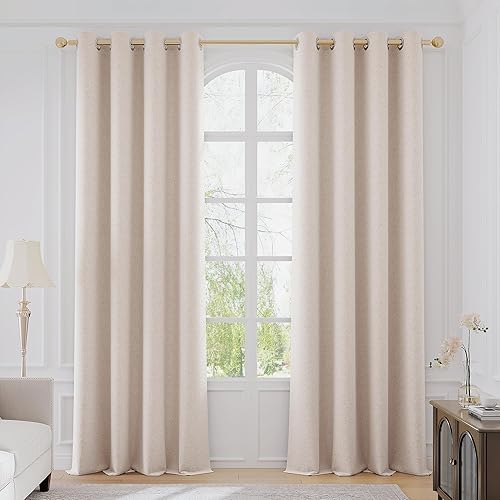 Miniatura 12 de FMFUNCTEX Cortinas grises 100% opacas para dormitorio, cortinas florales texturizadas en relieve de 84 pulgadas de largo para sala de estar, cortina