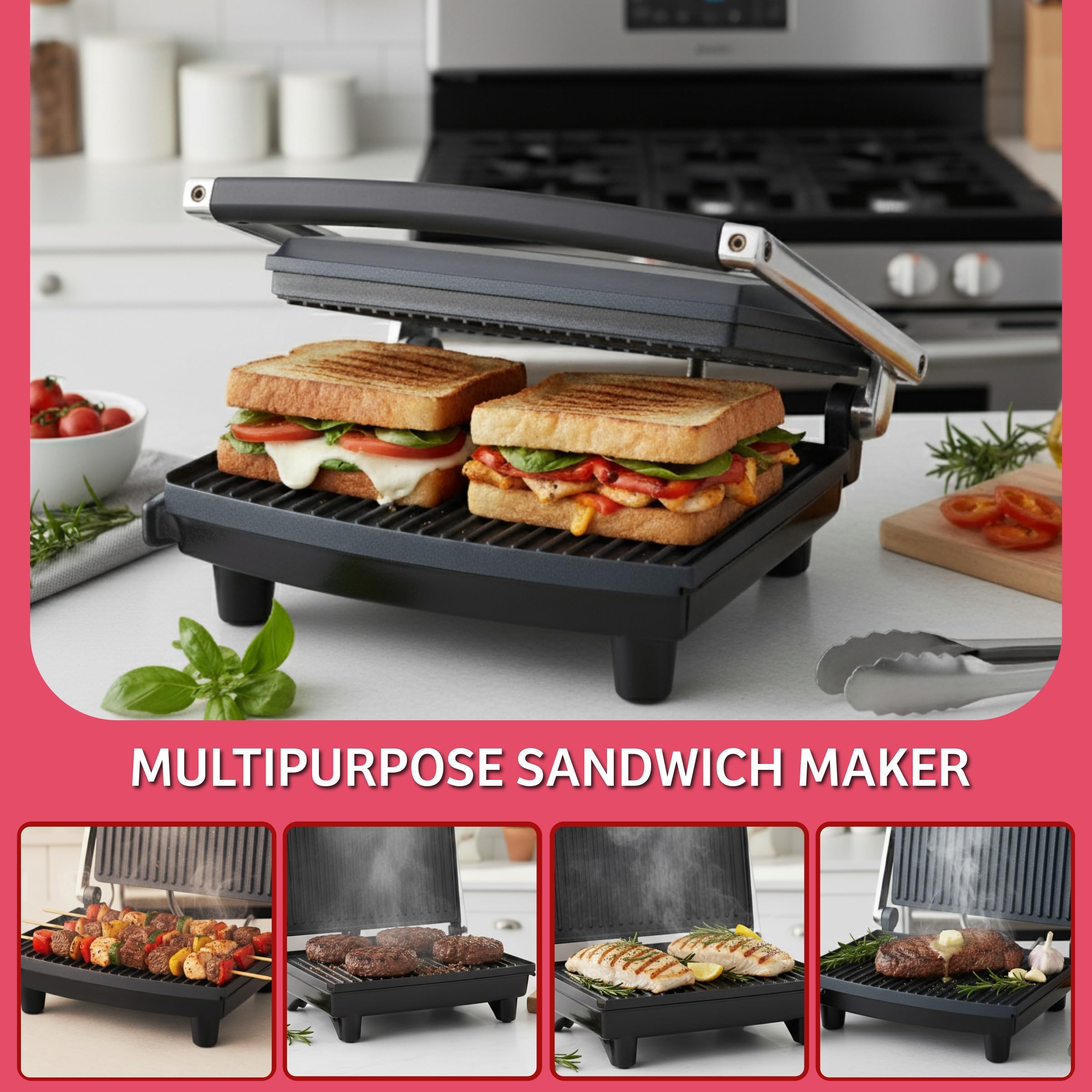 Classic Cuisine Panini Press - Grill & Sandwich Maker -6