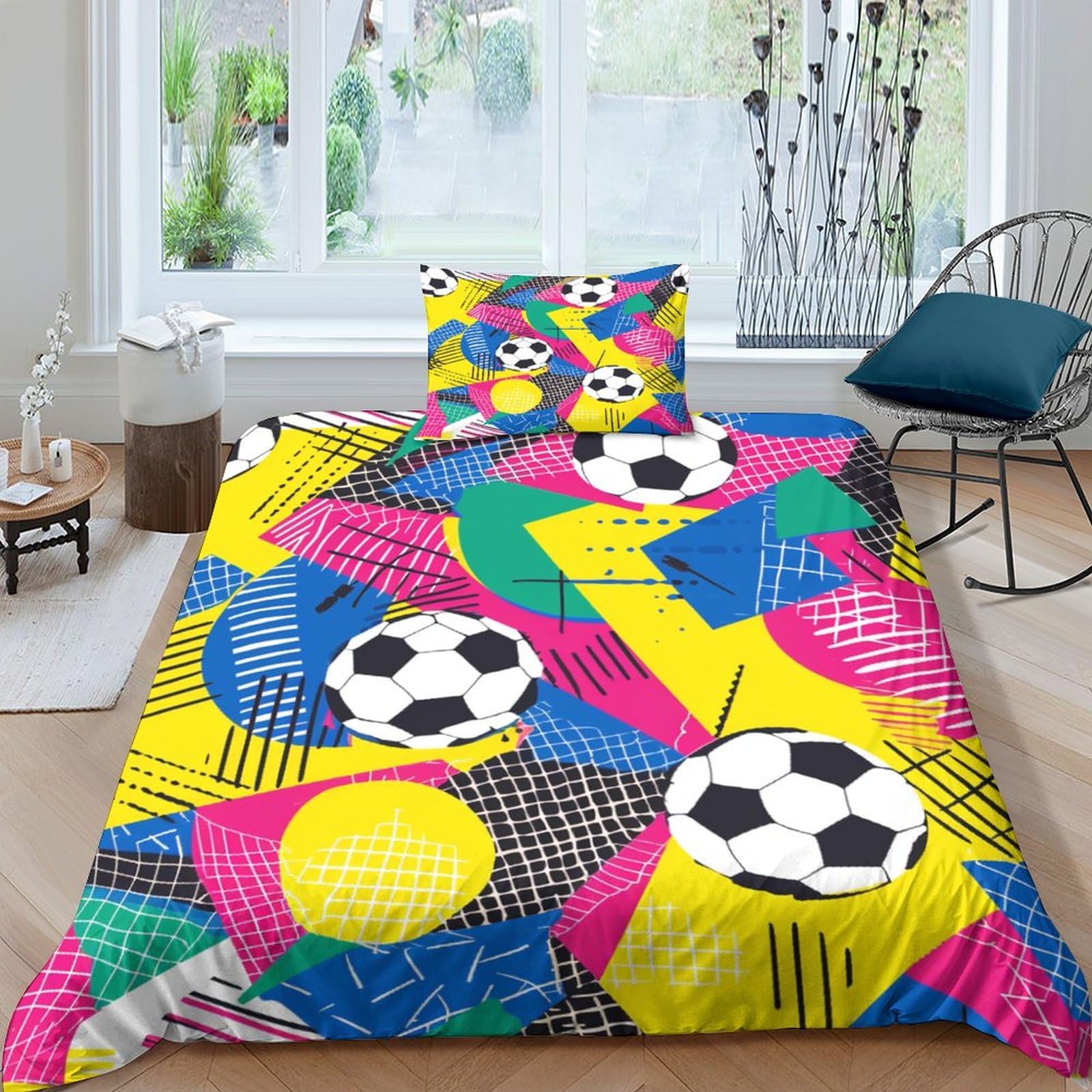 Housses de couettes football 3D drap de lit enfant 135x200 ensemble de literie microfibre