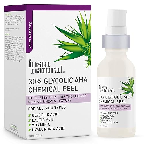 Miniatura 1 de InstaNatural 30 Glycolic Acid AHA BHA Chemical Peel Glycolic Acid Peel with Vitamin C Lactic Acid Hyaluronic Acid and Salicylic Acid BHA Chemical