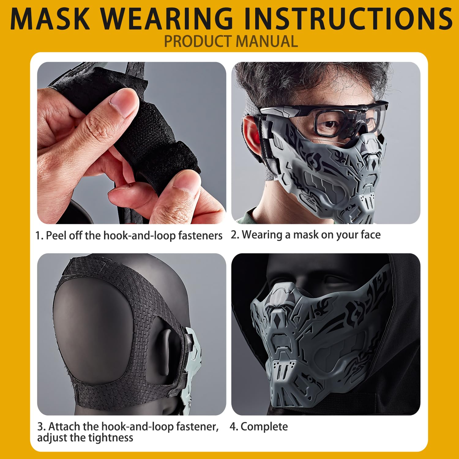 Lishuyeh Máscara de media cara para airsoft, máscara de protección táctica creativa, máscara de paintball, antiempañamiento para Halloween, cosplay, accesorios de película, paintball, CS, caza - 4