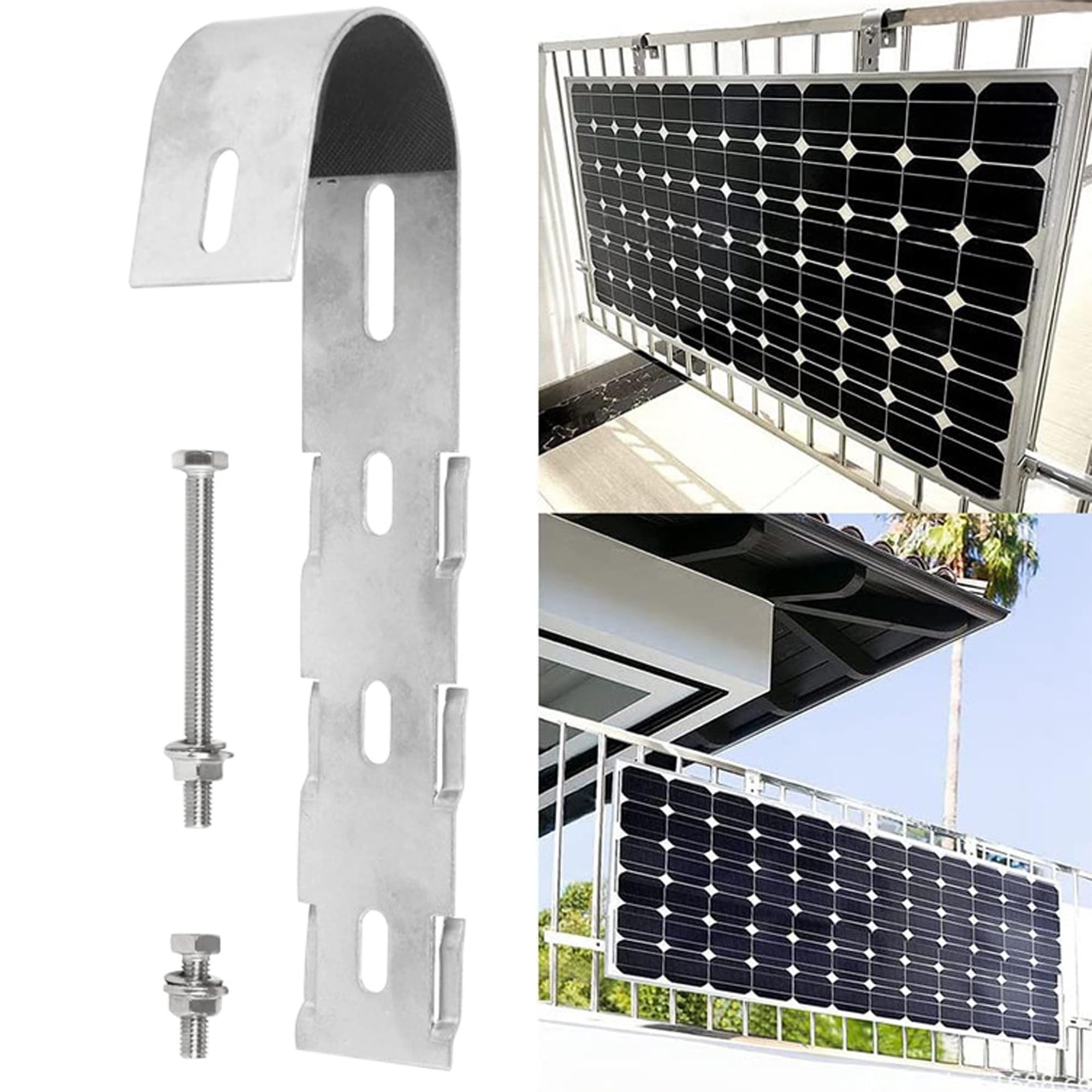 Lot de 4 crochets de fixation pour centrale électrique de balcon - Support de panneau solaire universel - Crochets pour balcon - Fixation solaire carrée