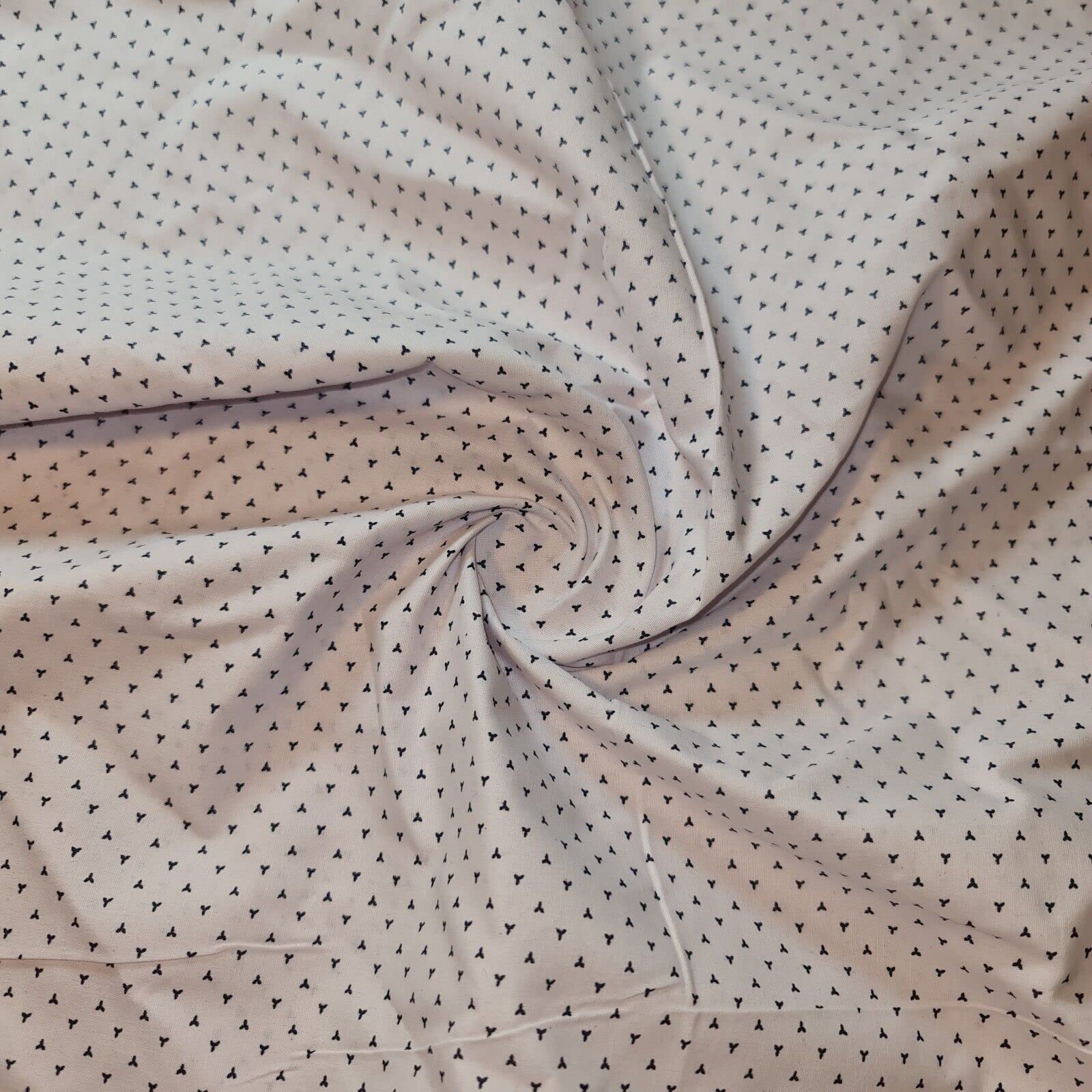 100% Cotton Poplin Daisy Flower Print Fabric Dress Craft Soft Fabric 58" (White Aztec, 1 Meter)