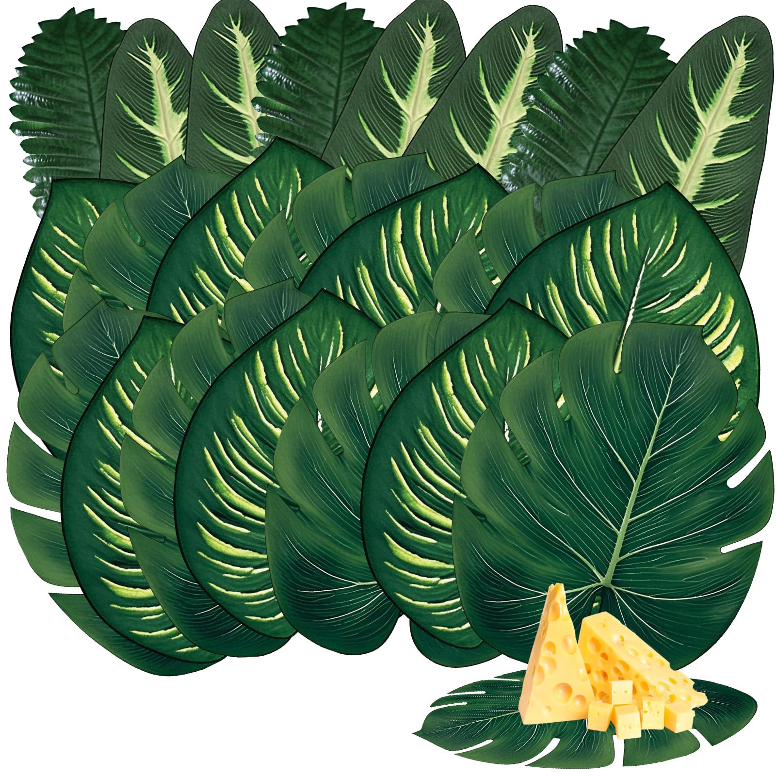 Yaomiao 100 Pcs 4 Kind Large Charcuterie Board Parchment Paper 11.8Inch Tropical Palm Monstera Banana Leaves Decorative Parchment Paper Leaves Sheet