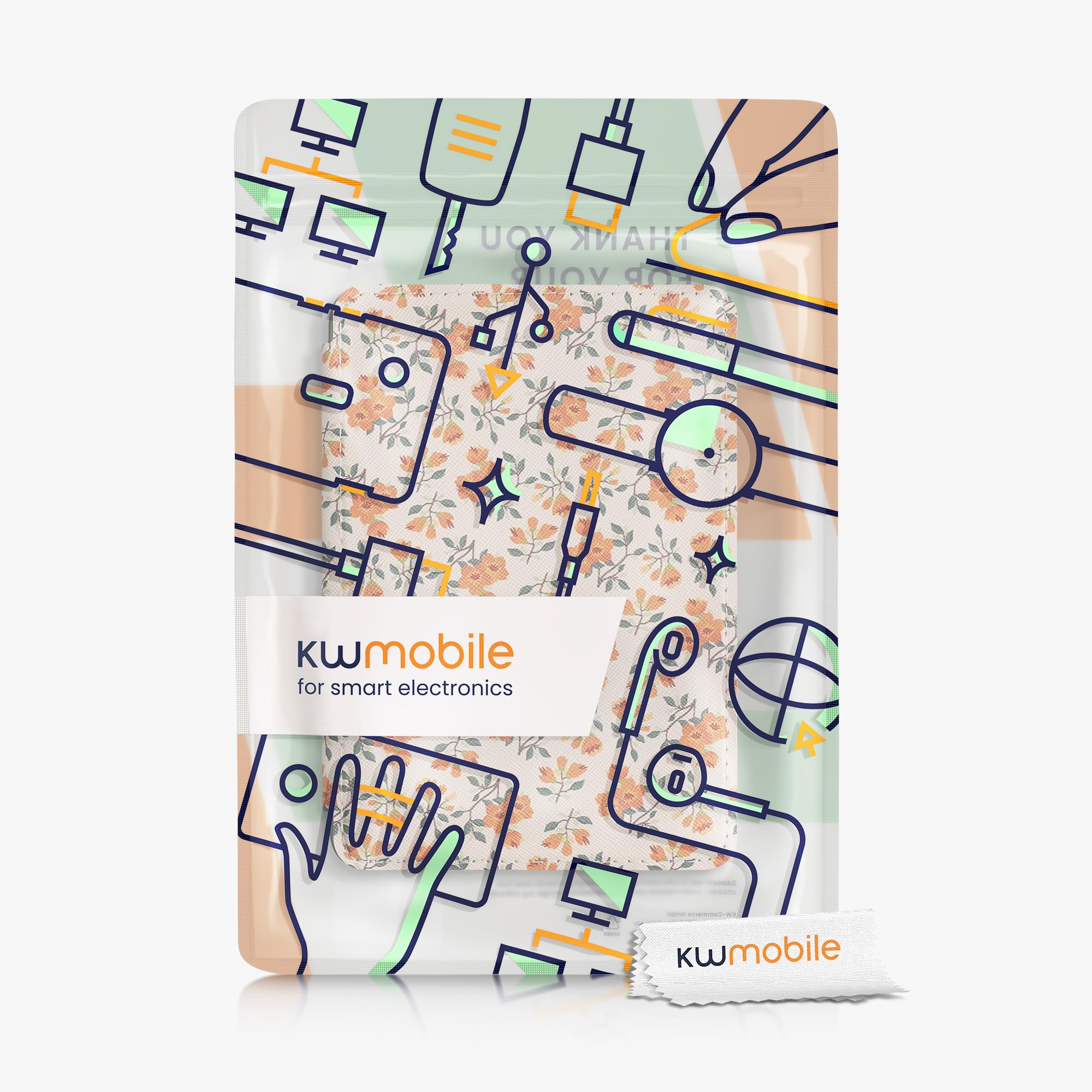 kwmobile Carcasa Compatible con Amazon Kindle (2022/2024) Funda - Funda con Tapa y Cierre magnético de Cuero sintético - Flores Amarillas