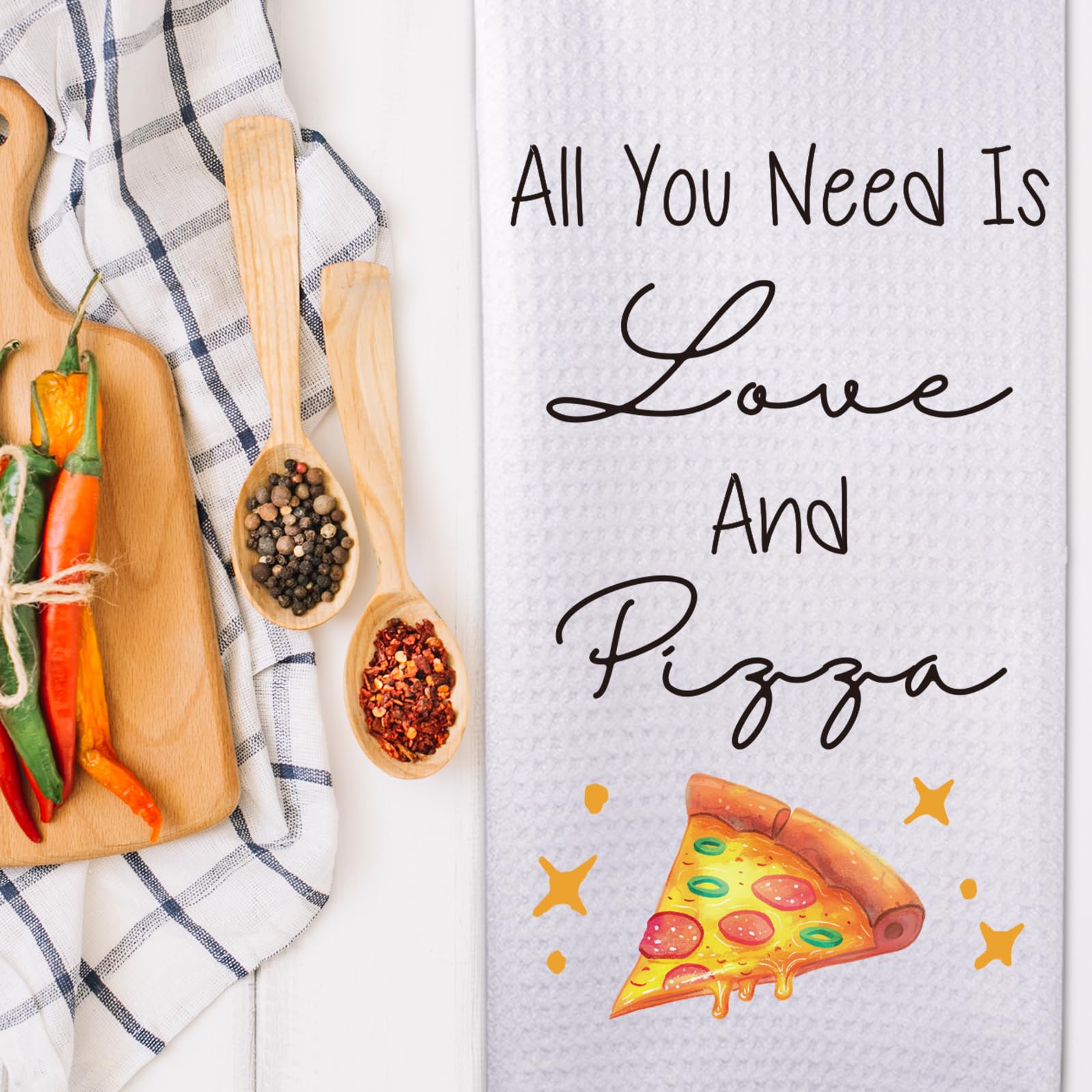 Funny Kitchen Towels, Pizza Themed Home Bathroom Decor, Funny Dishcloth Tea Towel Gifts for Pizza Lovers, Birthday Christmas Housewarming Gift Ideas for Women Friends