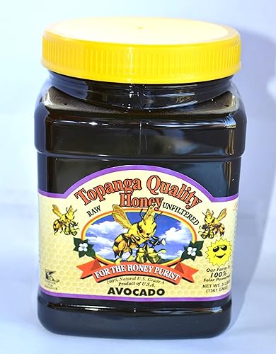 3lbs Topanga Quality Honey (fuente floral de aguacate) crudo, sin filtrar, sin pasturizar, todo natural, Kosher