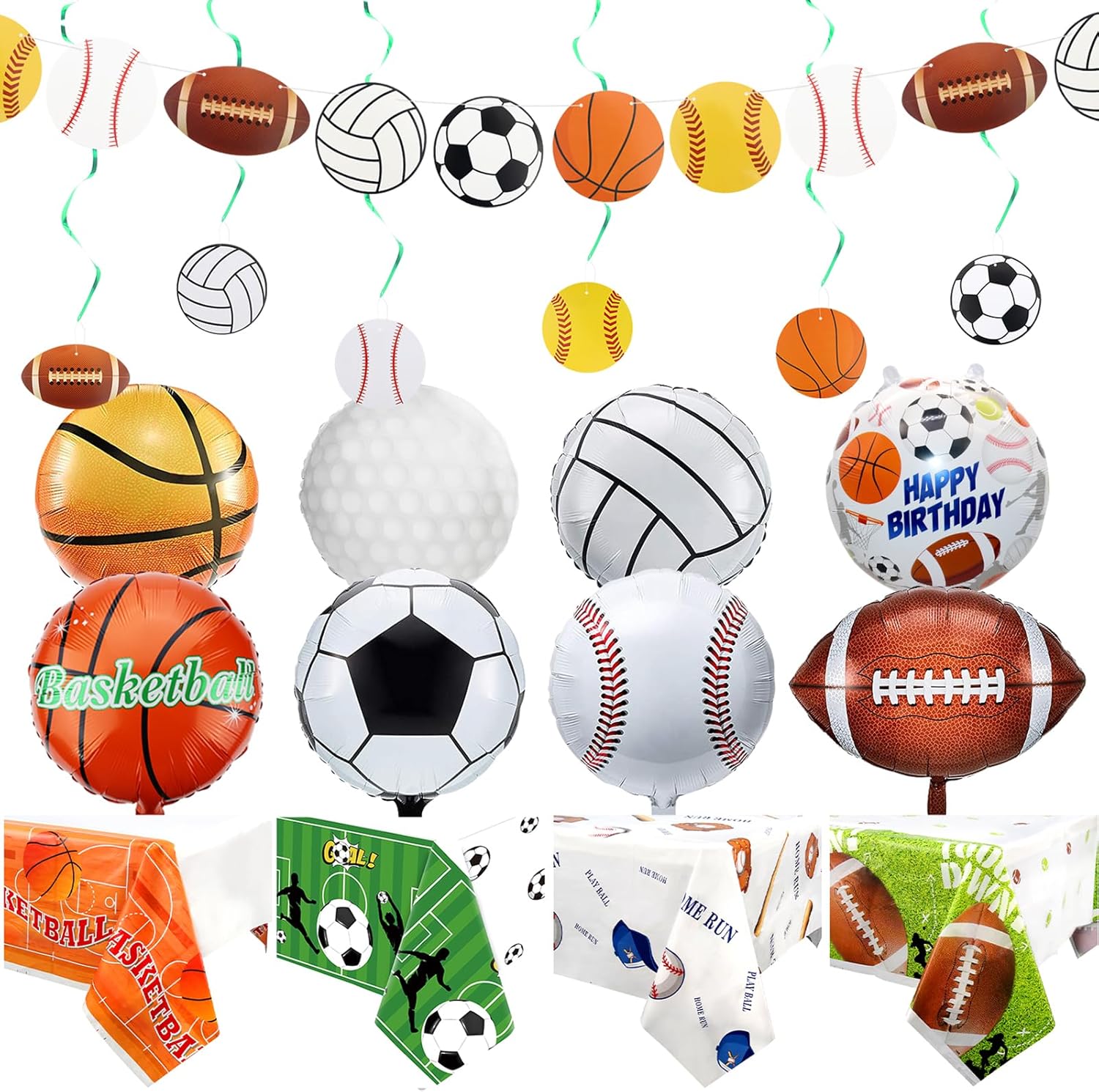 Sports Theme Birthday Party Decorations, Including Garland