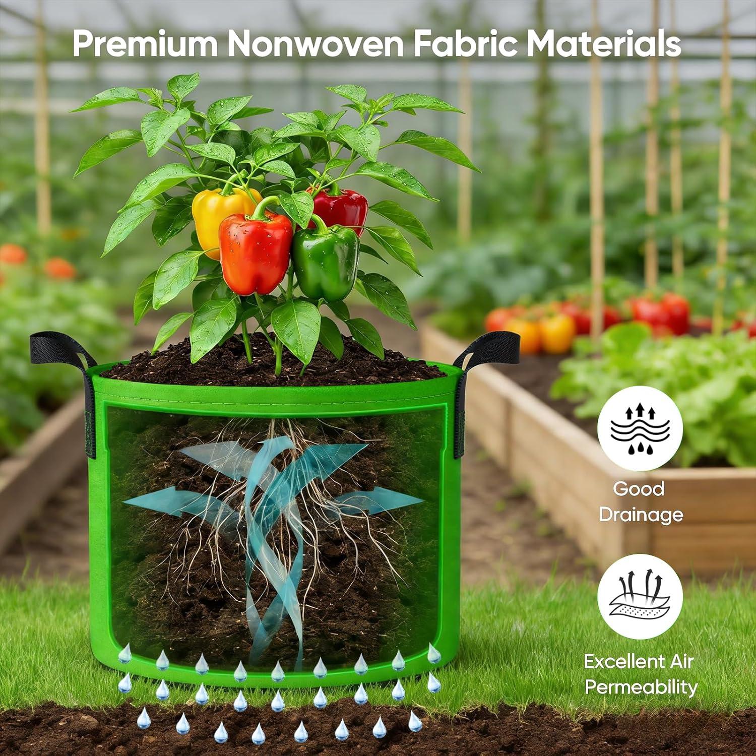 20 Gallon Potato Grow Bags: Set of 5 Colorful Gardening Supplies Fabric Pots with Harvest Window Reinforced Handles - Planting Container for Vegetable Tomatoes Carrot Flowers Balcony Patio Use