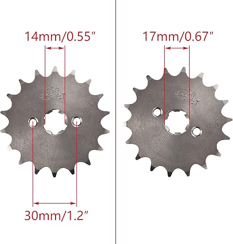 Miniatura 2 de WOOSTAR Piñón delantero para motocicleta 428-18T 17mm para motos de motocross de 50cc, 70cc, 90cc, 110cc, 125cc Dirt Pit Bike Mini Bike ATV 4 ruedas
