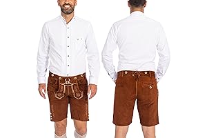 High-Quality Men's Oktoberfest Cotton Linen Button-Down Shirt with Roll-Up Sleeves