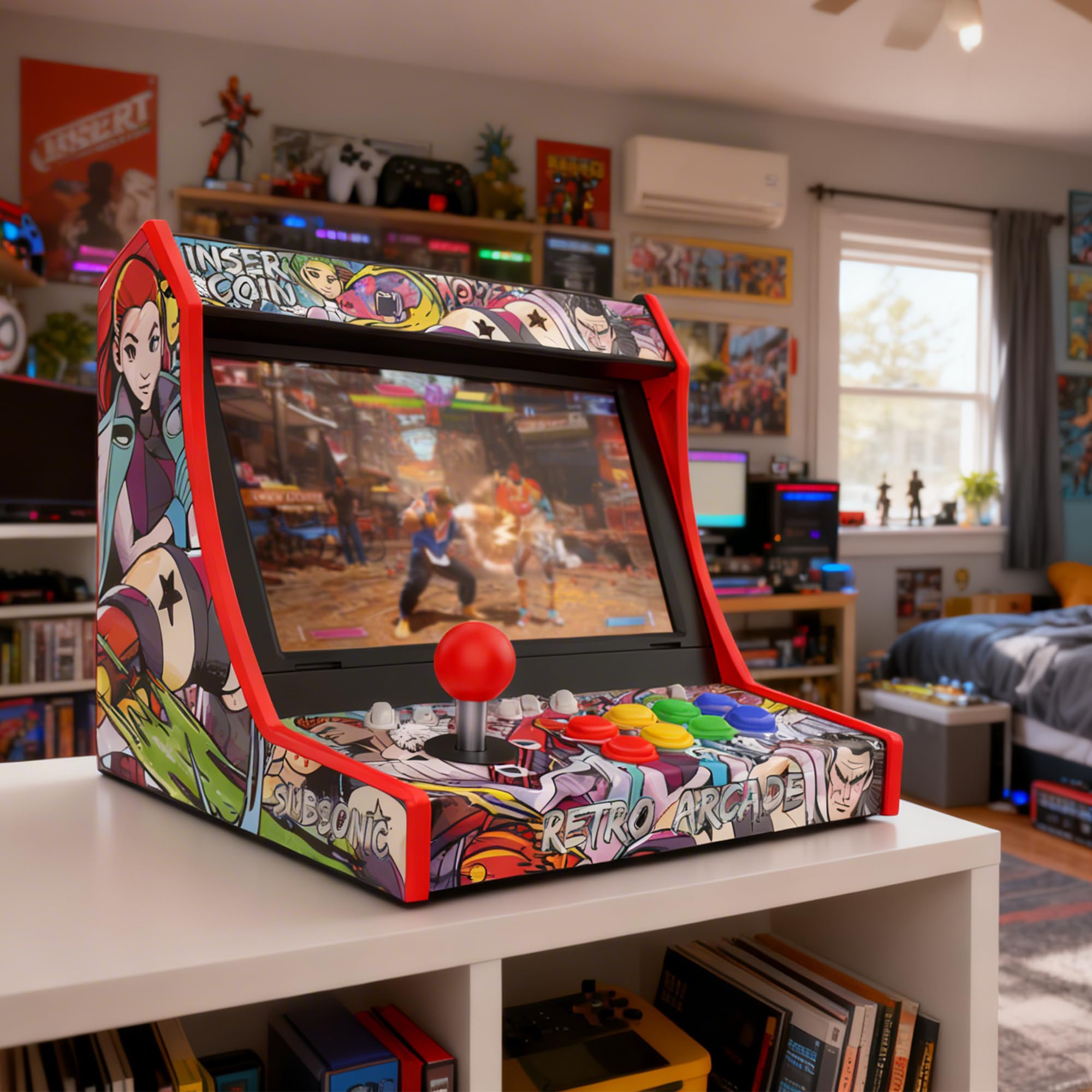 Subsonic - Mini máquina recreativa para Switch 2, Switch OLED y Switch – Base de conexión para consola Nintendo con joystick y 8 botones para convertir la consola Nintendo en una máquina recreativa