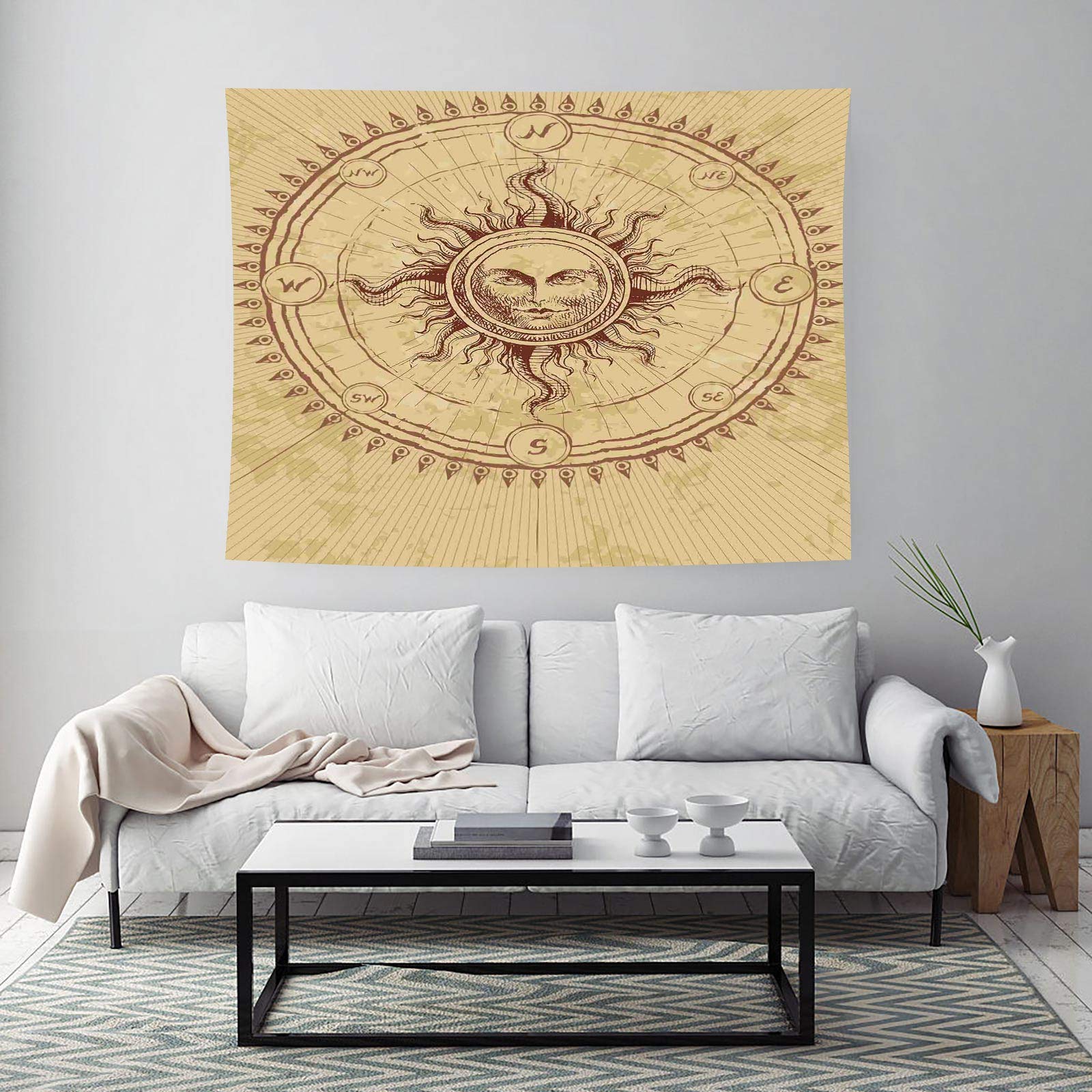 Amazon.co.jp: 古代の装飾タペストリー 放射する太陽のアンティークの