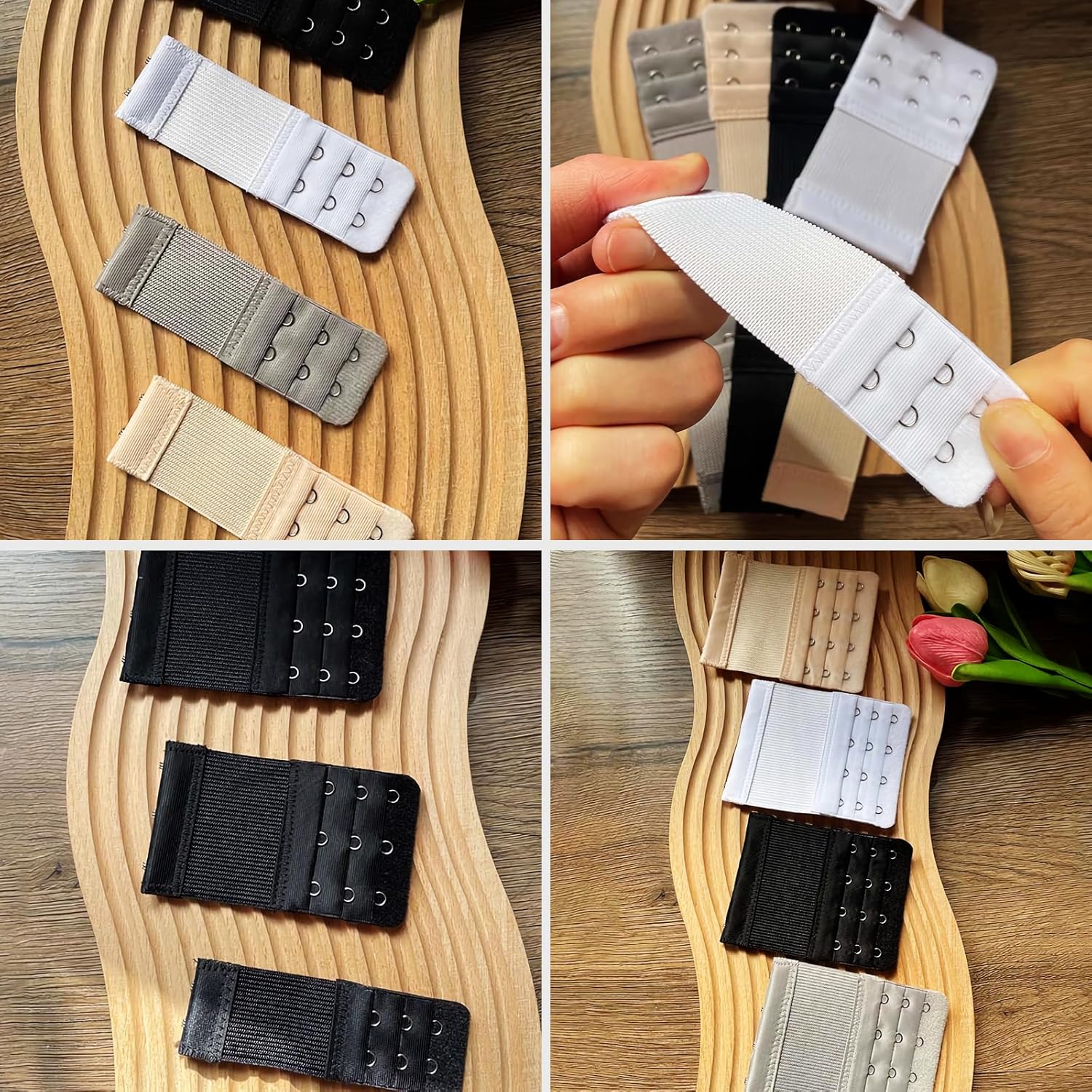 12 PCS Bra Extenders 2/3/4 Hook,Bra Hooks Replacement,Soft Elastic Breathable Bra Extension Strap for Women Plus Size,Adjustable 3 Rows Lingerie Back Extender Set (Black White Nude Beige) - Image 7
