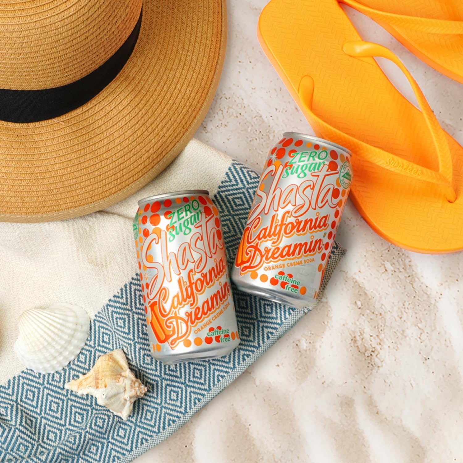Shasta Zero Sugar California Dreamin' | Citrus & Tropical Flavor | 12-Pack of 12oz Cans | Sugar-Free, Caffeine-Free Soda with Bright, Refreshing Vibes