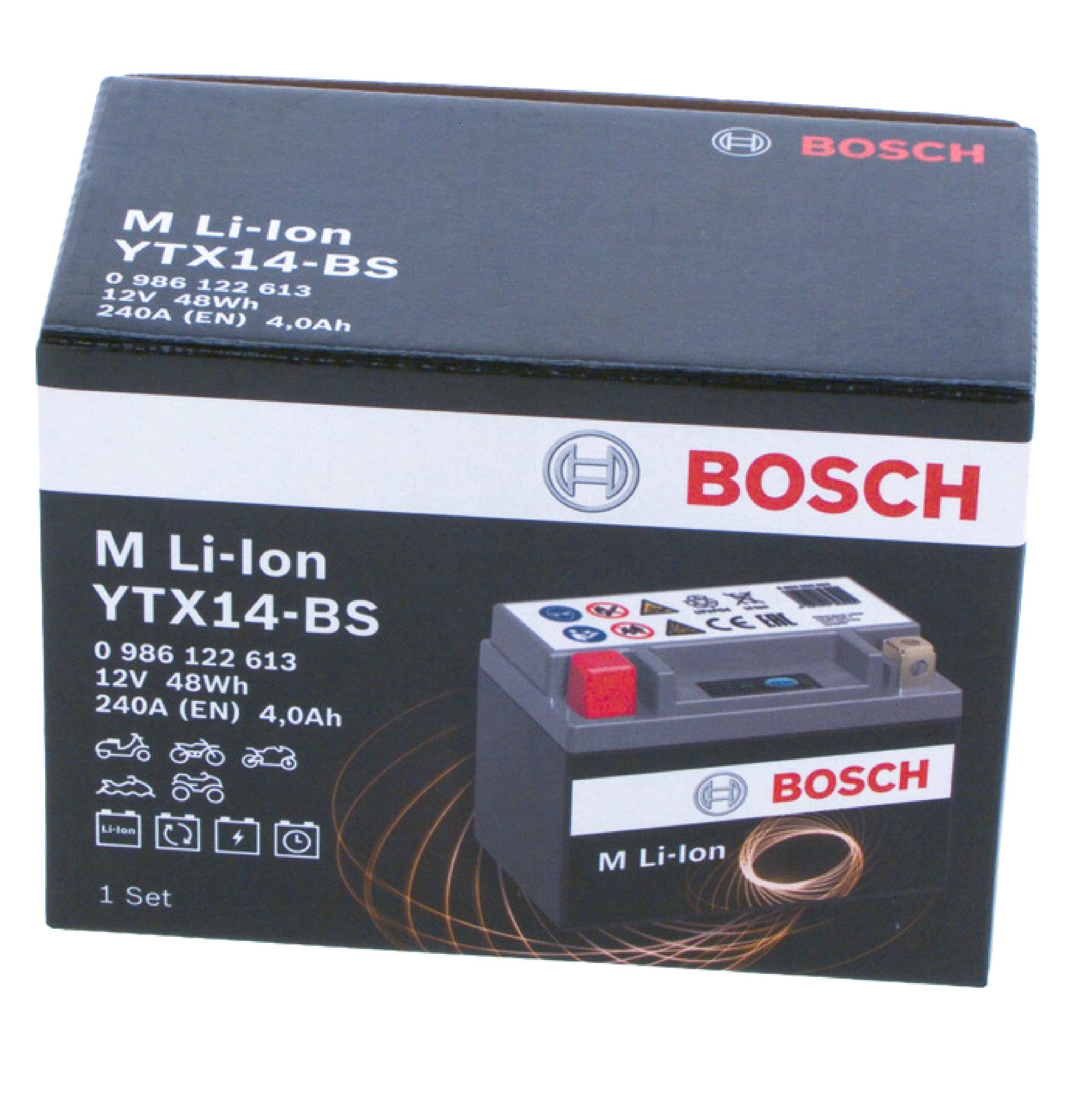 Bosch FA110 - Batterie Moto AGM 12V 165A 10Ah - Compatible M6019 BT12B-BS YT12B Pour Moto Scooter Quad