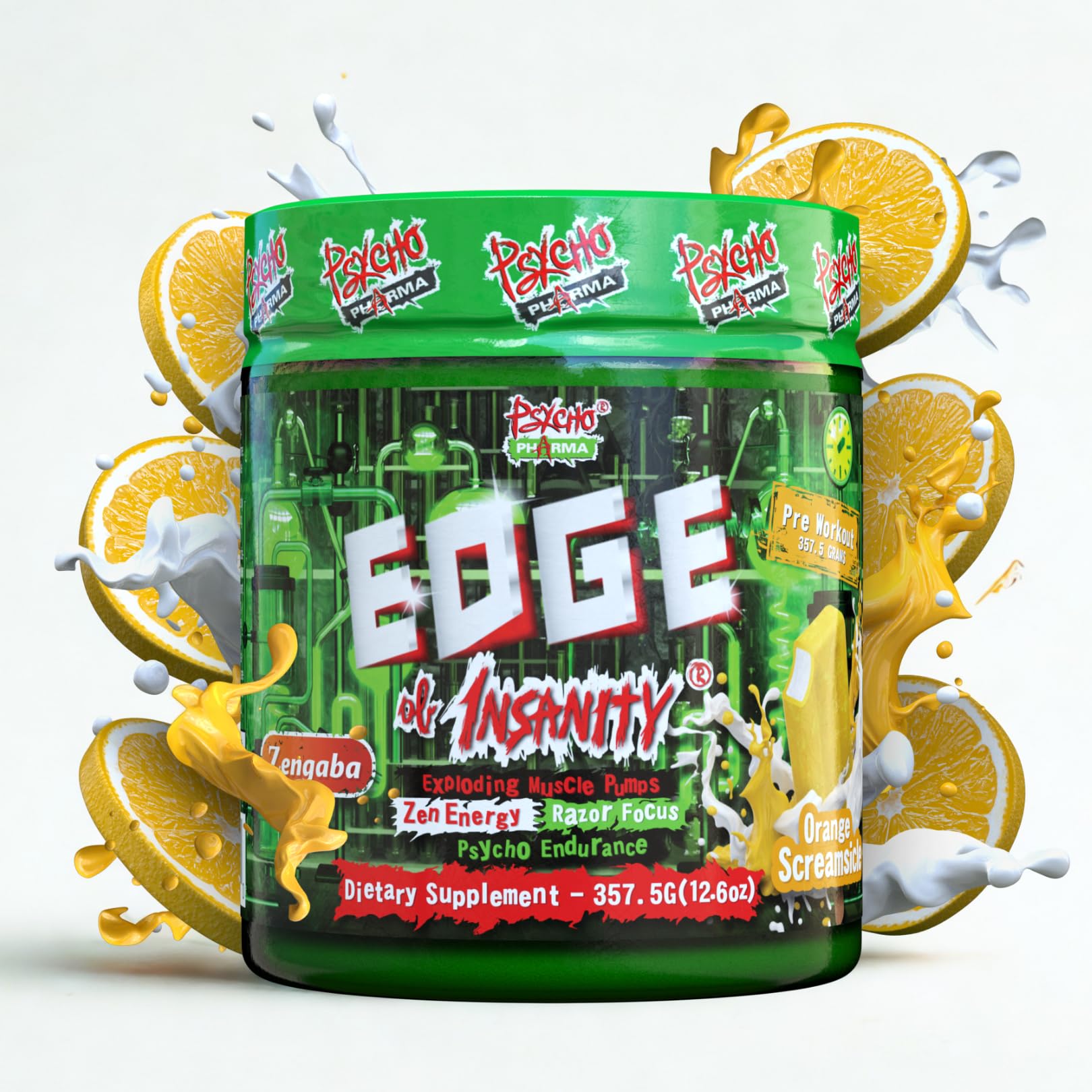 Psycho Pharma Strongest High Stim Preworkout Powder - Edge of Insanity - Most Intense Pre Workout Supplement for Pumps, Strength, Energy and Feel Good Focus. Rivals Famous PWOs of The Past