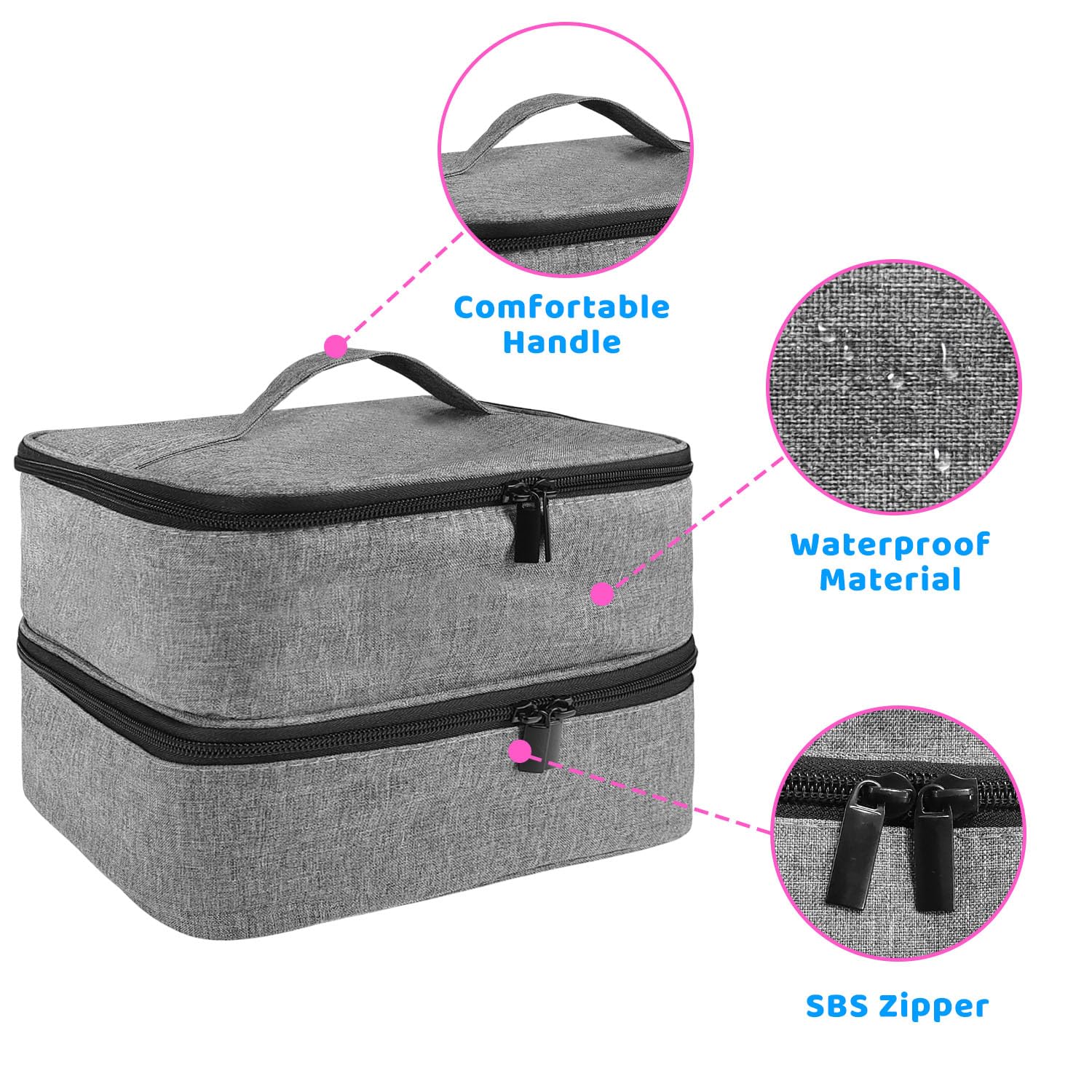 Porta Smalti Organizer, Borsa Porta Smalti può Ospitare 30 Smalto Unghie, Scatola da Viaggio Per Smalti, Valigia per Unghie Professionale Mettere Fornetto Unghie Semipermanente (Grigio)