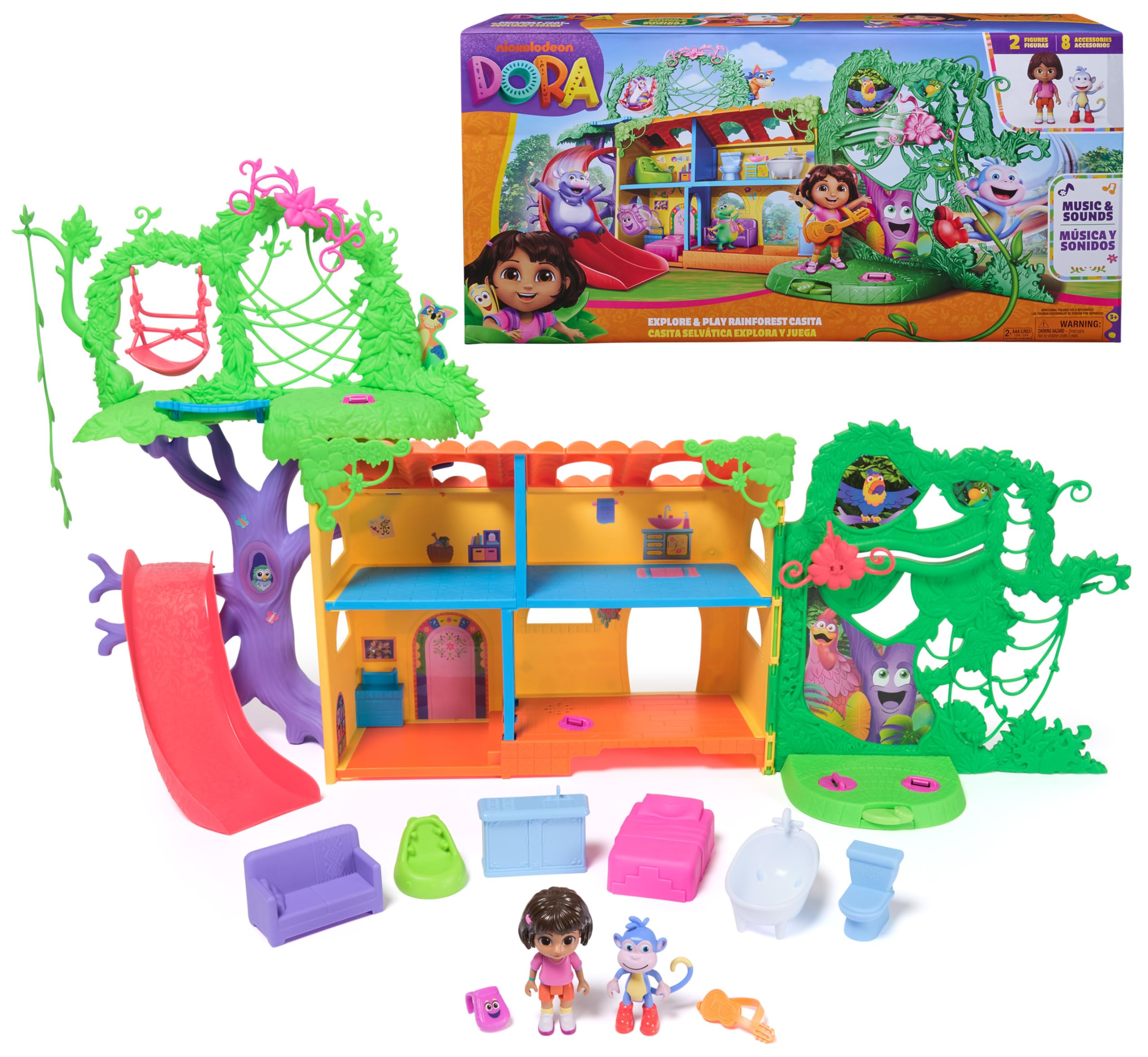 Dora, Explore & Play Rainforest Casita Playset, Dora & Boots Figures, Dollhouse Furniture, Bilingual Phrases, Kids Toys for Girls & Boys Ages 3 and Up - dollhouses | Mubboo