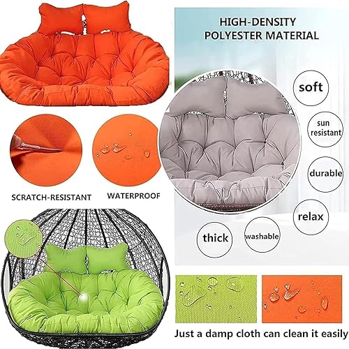 Miniatura 6 de Cojín de repuesto para Columpio de 2 plazas, cojines para hamaca colgante, cojines lavables para silla colgante tipo huevo, cojín impermeable para