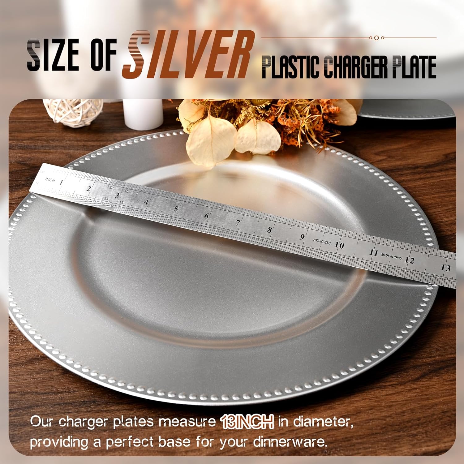 100Pcs Silver Charger Plates Bulk Wedding - 13" Premium Silver Chargers for Dinner Plates, Decorative Charger Plates for Events & Parties Silver 100 Pcs-13"