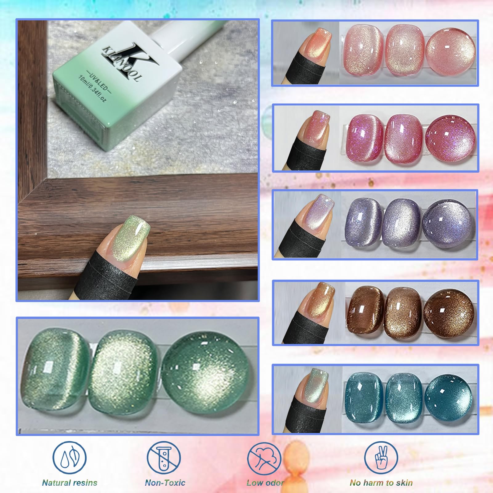 Smalto Semipermanente Unghie Cat Eye Gel Polish, 6 Colori Cat Eye Smalti Semipermanenti per Unghie con Magnete, 10ML Set Smalto Semipermanente Soak-Off UV/LED per DIY Nail Art Manicure Regalo a Casa