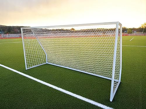 PASS Premier® - Portería de fútbol de acero de tamaño juvenil de 12 x 6 pies. Marco de acero más fuerte de 2 pulgadas de diámetro con red duradera