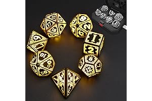 Rechargeable 7-Piece LED Polyhedral Dice Set for Exciting RPG Action