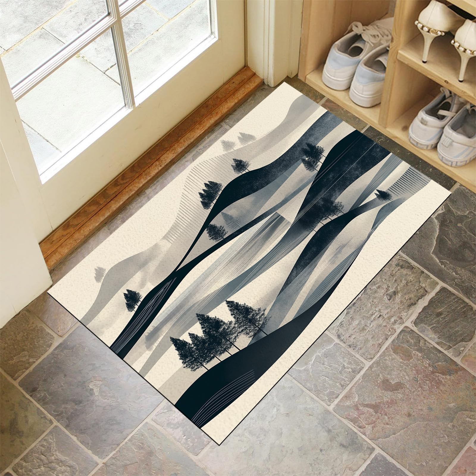 Tapis de porte extérieur 50x80cm imperméable en encre de chine