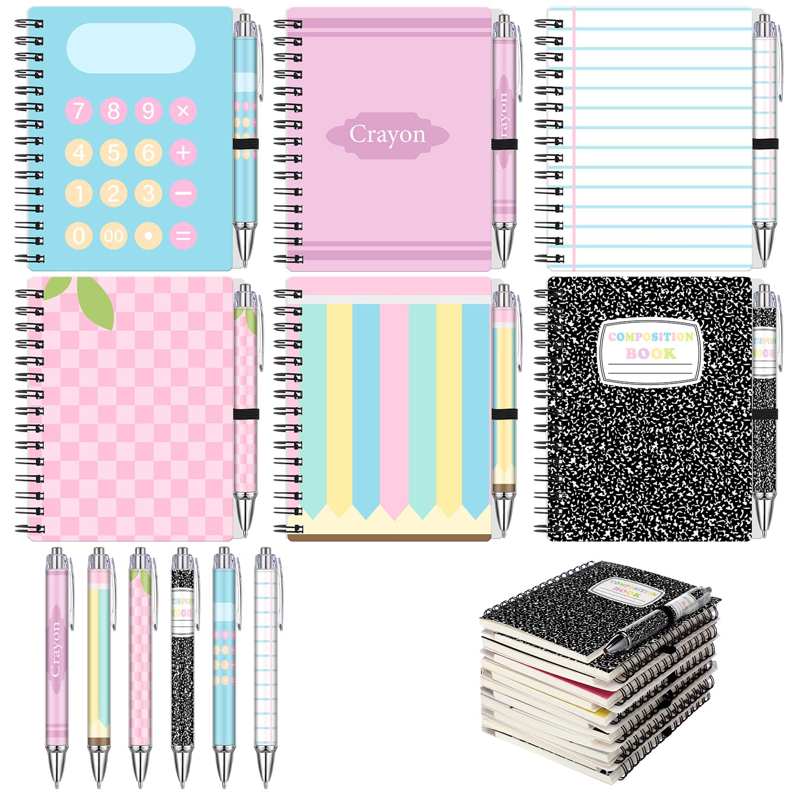Resurhang Set di 12 quaderni regalo per insegnanti, cancelleria per il rientro a scuola, quaderno a spirale e penne a sfera, kit per il primo giorno di scuola, regali per insegnanti da studenti per