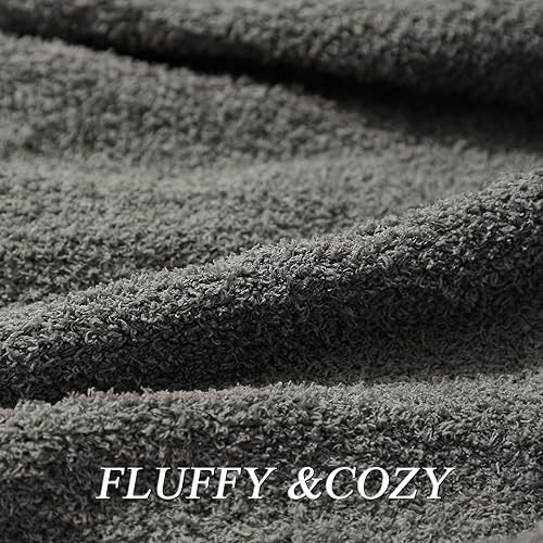 Miniatura 3 de bearberry Manta súper suave y esponjosa, ligera, acogedora y cálida para sofá, cama, sofá durante todas las estaciones (gris oscuro, 50 x 60