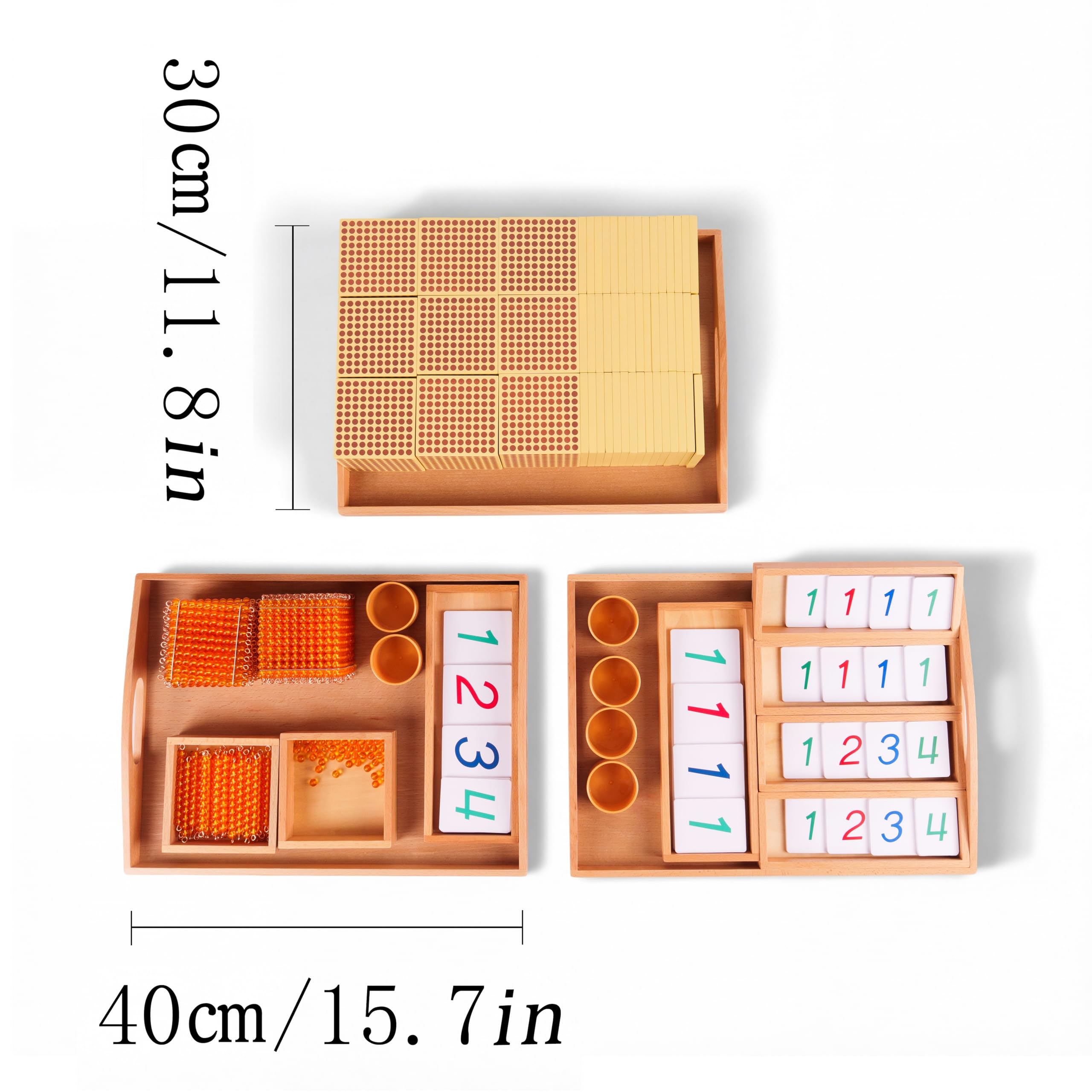 Montessori Matemáticas Materiales – Juguete educativo de madera para números y cálculo, preescolar y escuela primaria, educación en casa y aula a partir de 3 años (juego Montessori)