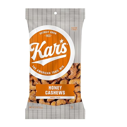 Kar's Nuts Bolsa de anacardos de miel de 3 oz (paquete de 12)