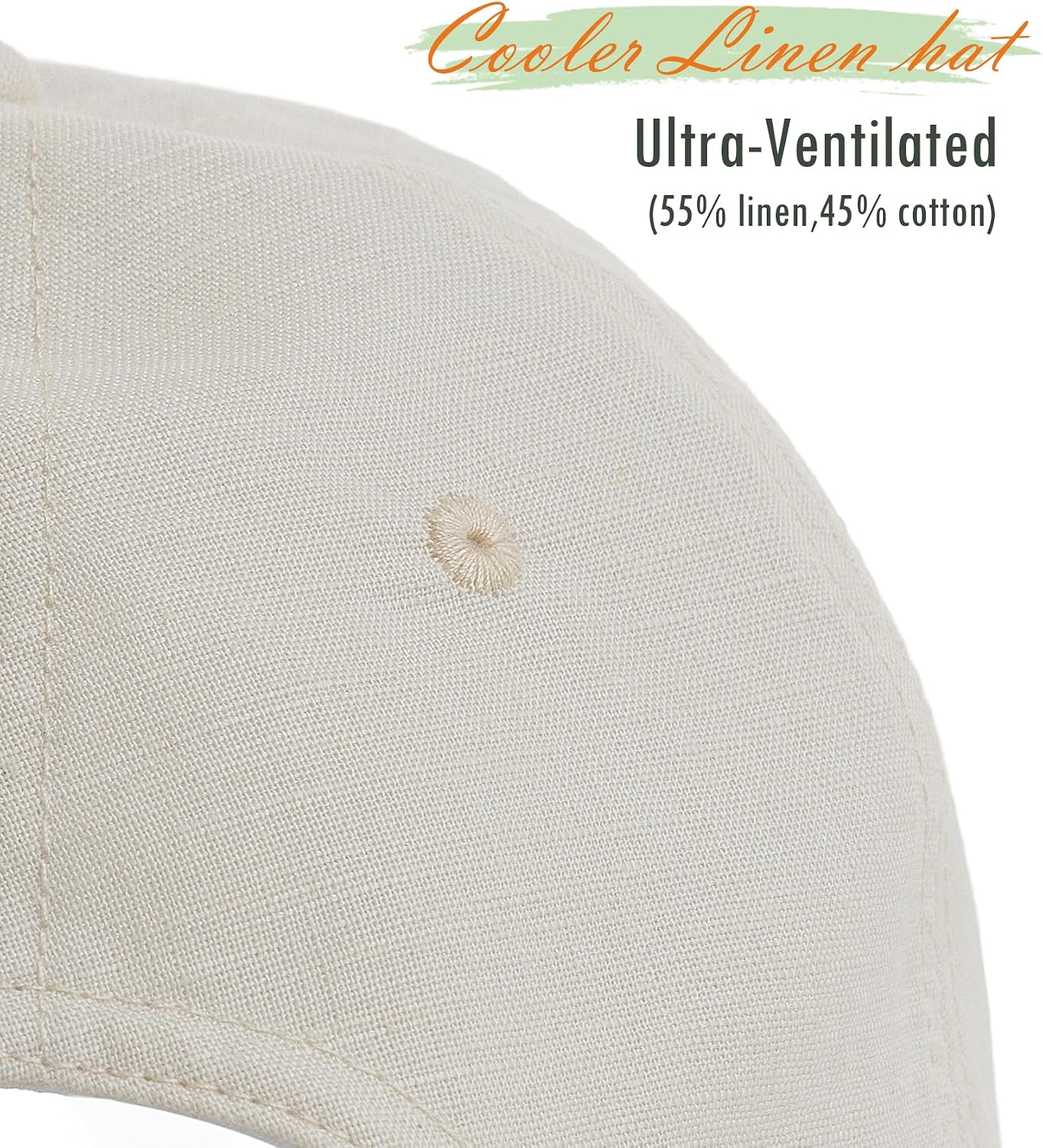 Linen Cotton Baseball Cap - Summer Ultra-Ventilated Dad Hat for Men Women, Adjustable Unstructured