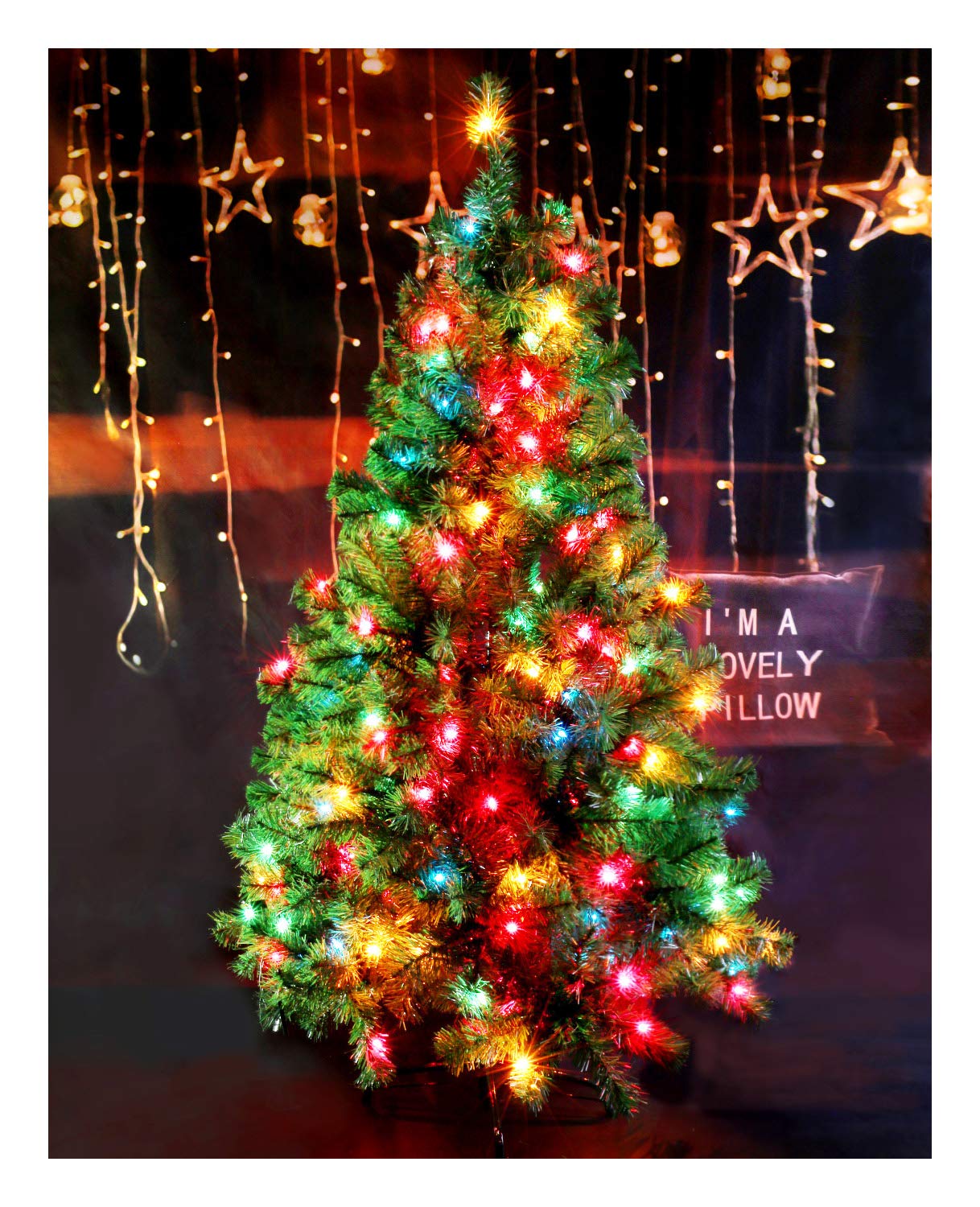 CASA CLAUSI Christmas Tree 5 Feet 200 pre-lit Multi-Colored Lights Artificial Green Madison Pine Tree