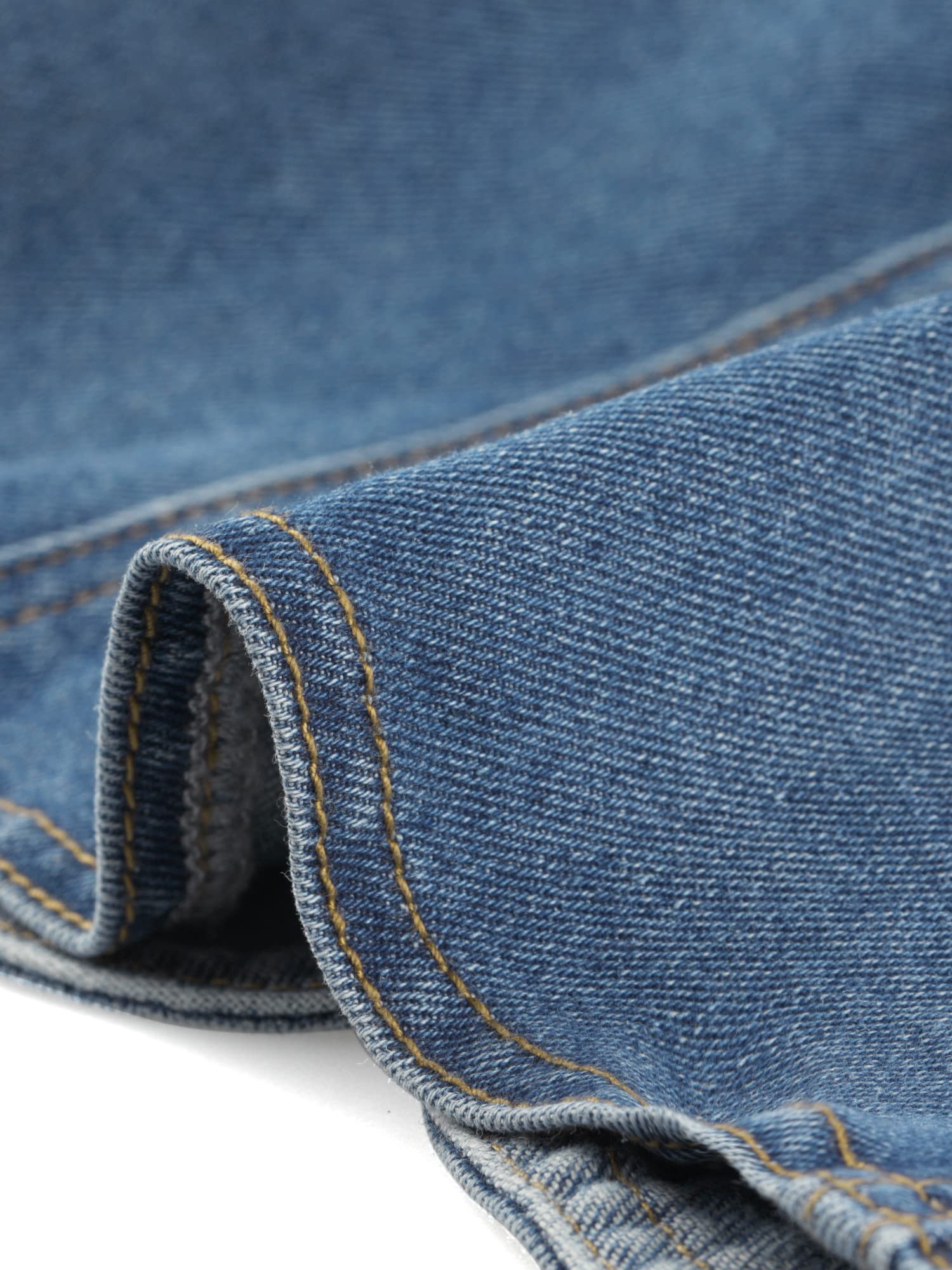Allegra K Veste en Jean pour Femme Sans Col à Manches 3/4 Devant Ouvert Blouson en Demin Délavé