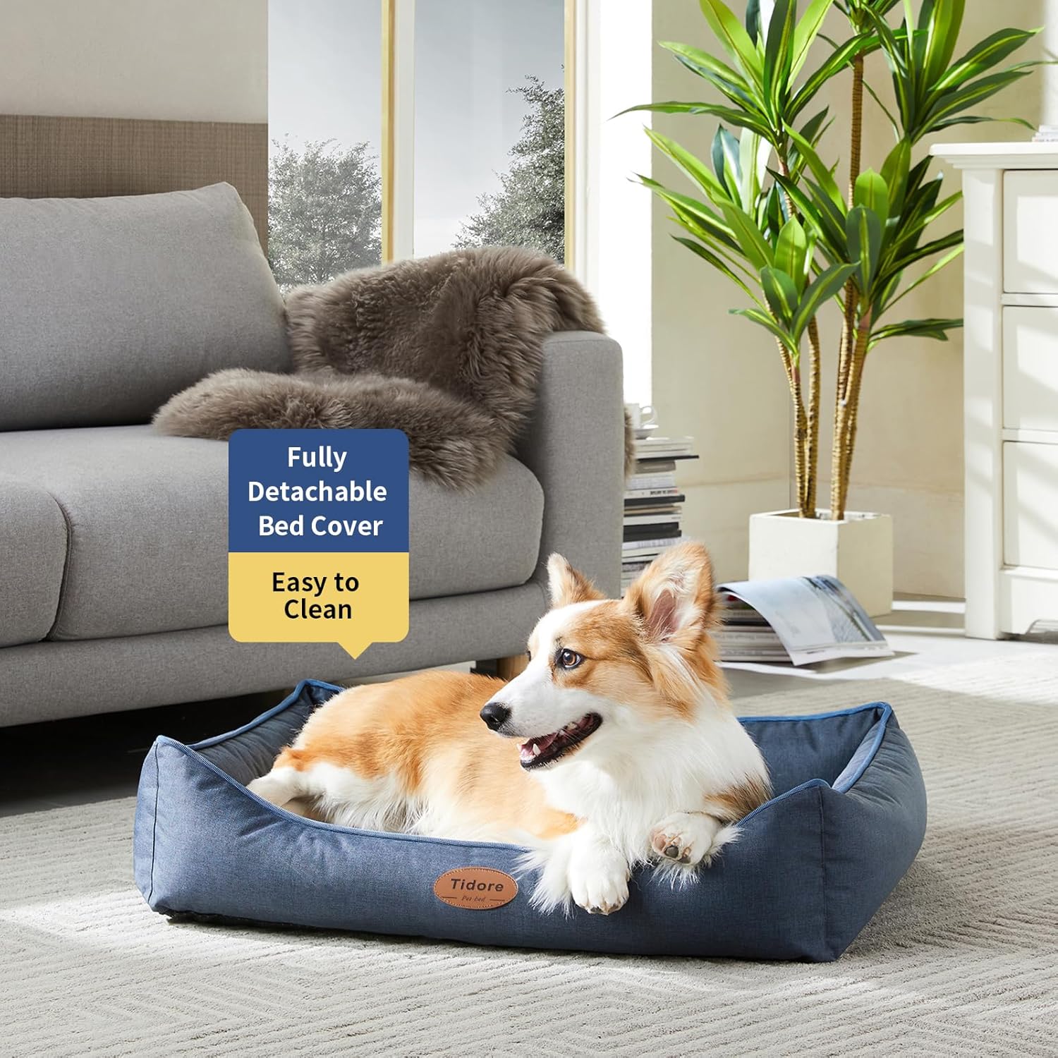 orthopedic dog beds for medium dogs, durable egg crate foam sofa dog bed wit washable removable cover,waterproof lining,pet bed for large dogs (navy blue, 31.5" l x 25.2" w x 7" th) 31.5"l x 25.2"w x 7"th navy blue