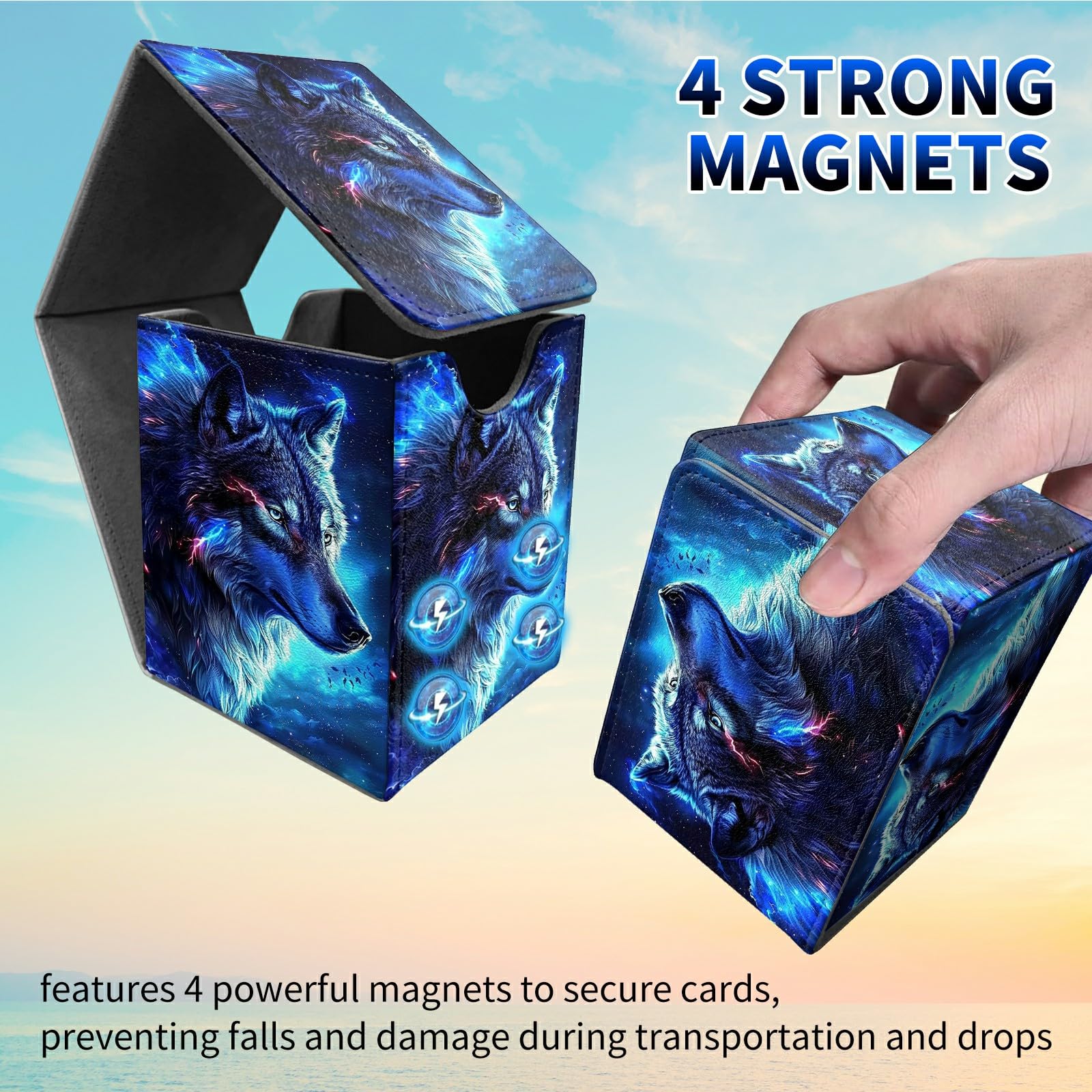 Amazon.com: Dikoer Blue Wolf Deck Box - MTG Commander Case for 100