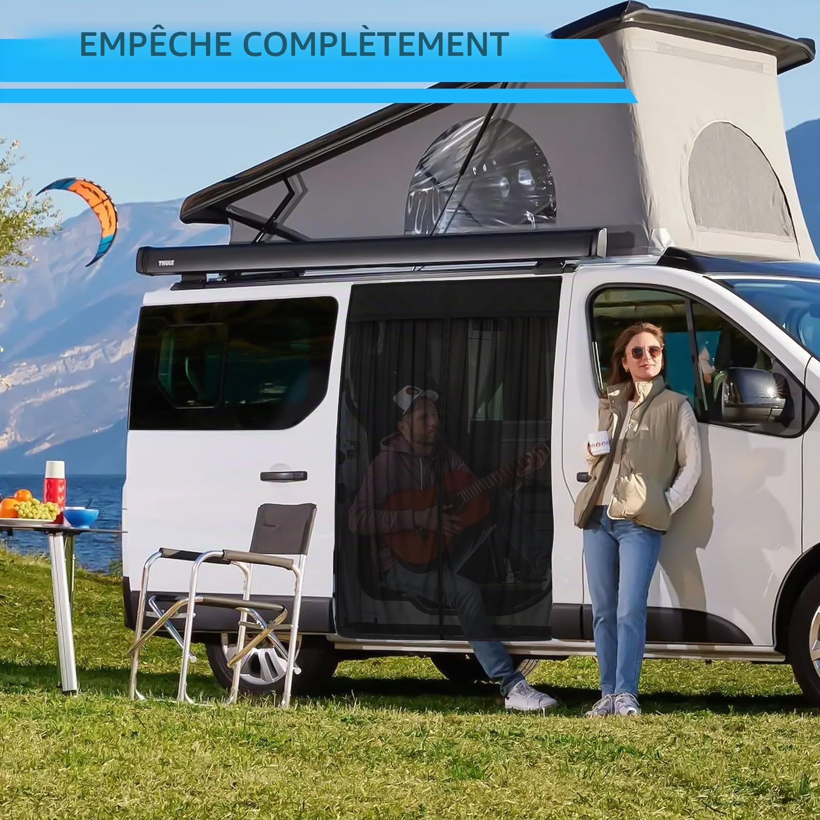 Moustiquaire de rechange pour Opel Vivaro 2019-2025, porte latérale de voiture, moustiquaire magnétique, à une couche, respirante, pour l'extérieur et le camping